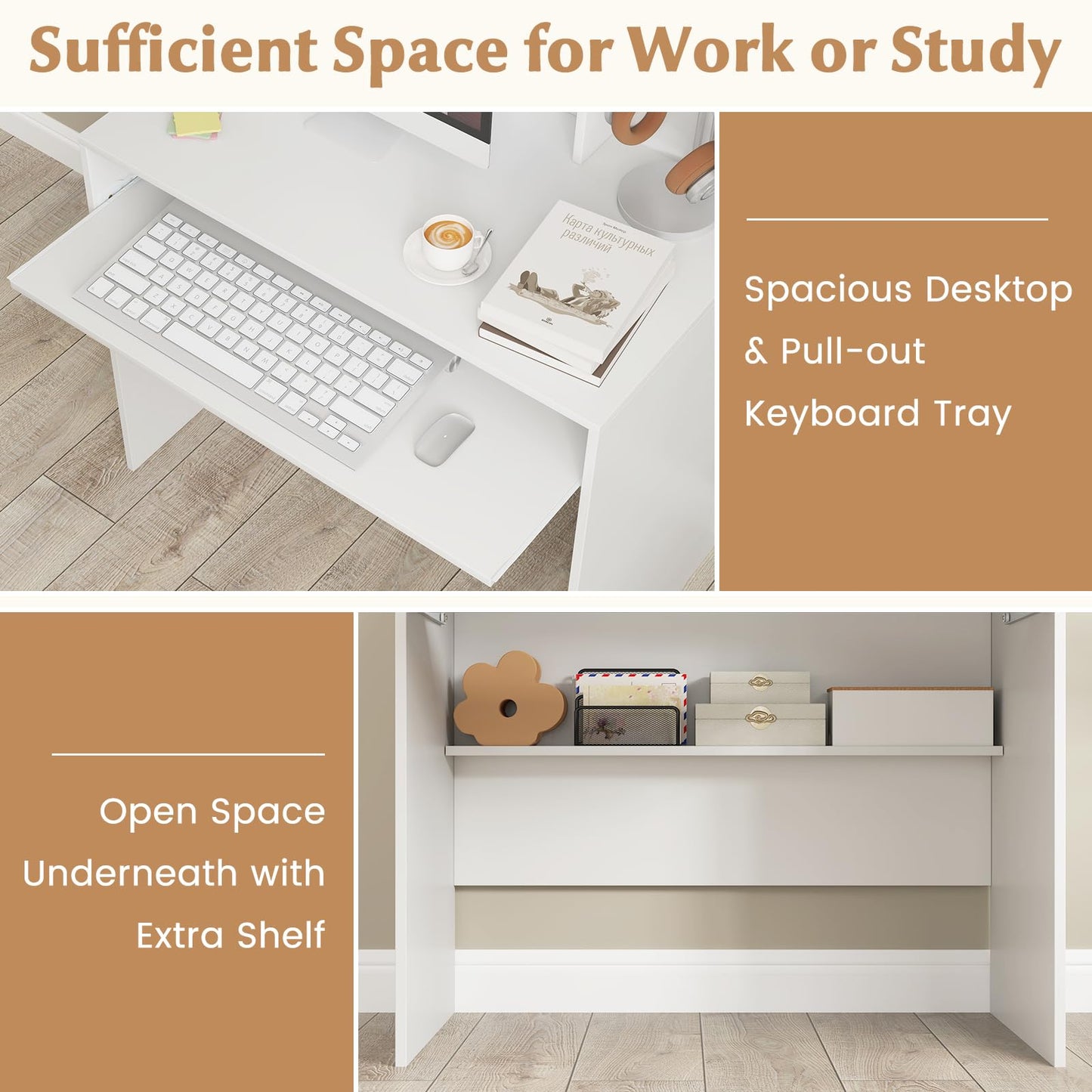 Tangkula Space Saving Laptop Desk with Magnetic Whiteboard