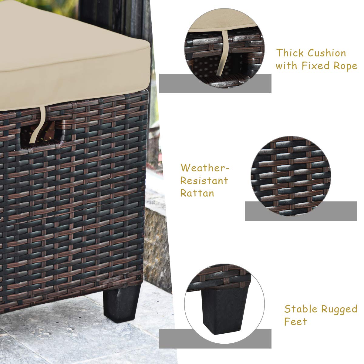 Tangkula 5 PCS Patio Furniture Set with Ottoman