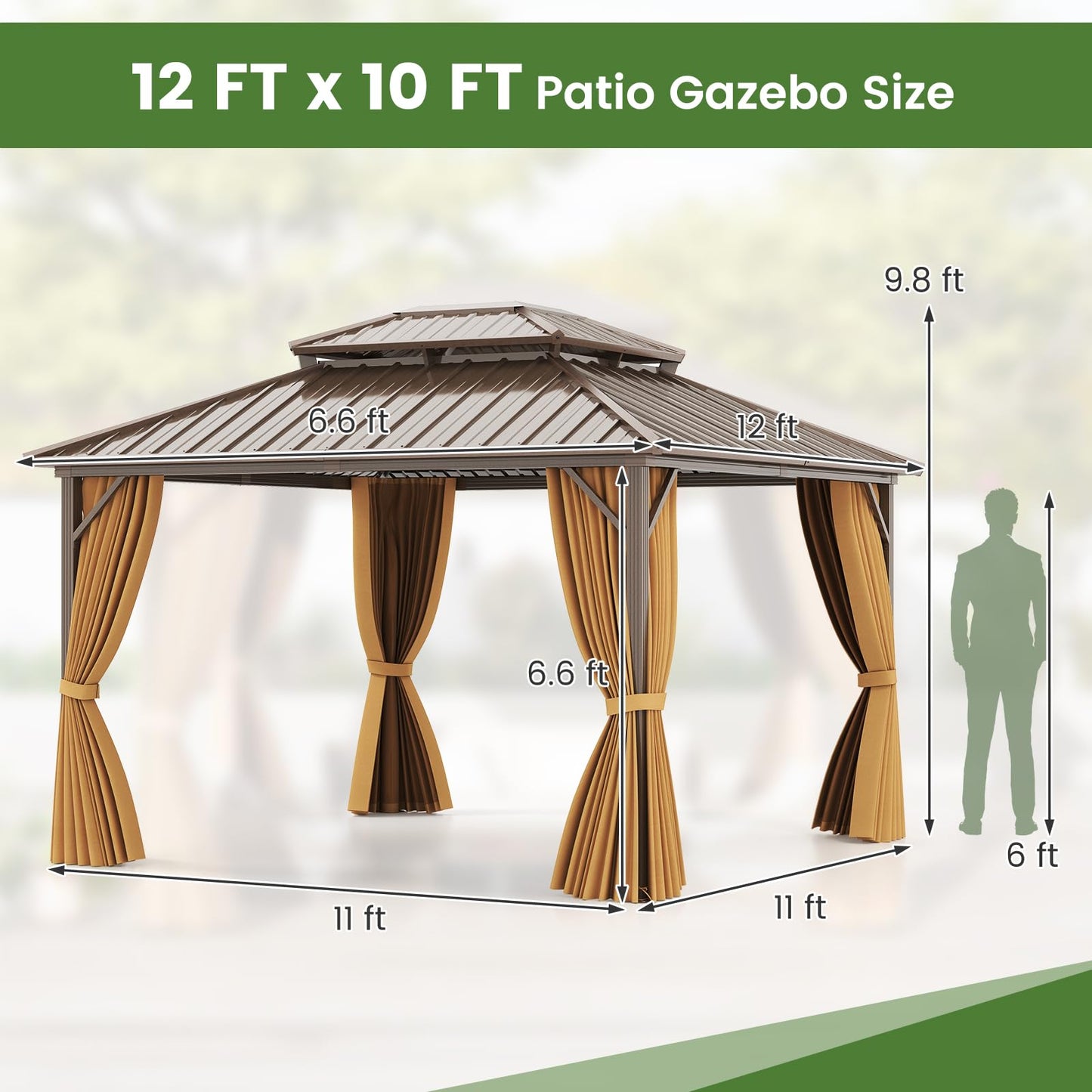 Tangkula 12x12 FT Hardtop Gazebo for Patio Garden Deck