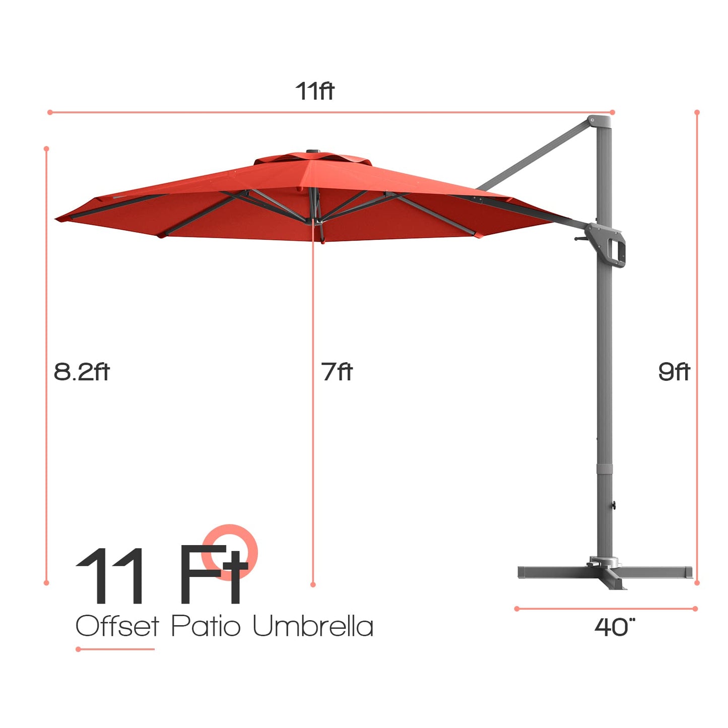 Tangkula 11 Ft Patio Cantilever Umbrella for Backyard Deck Poolside