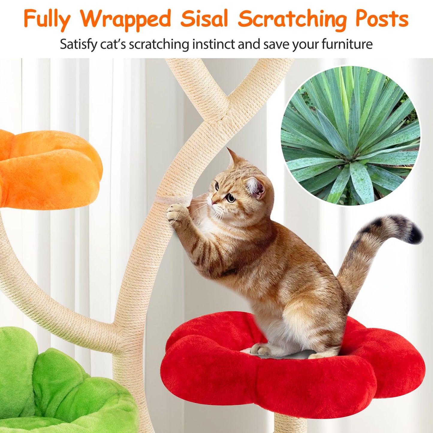 Tangkula 65 Inch Tall Cat Tower with Sisal Scratching Posts