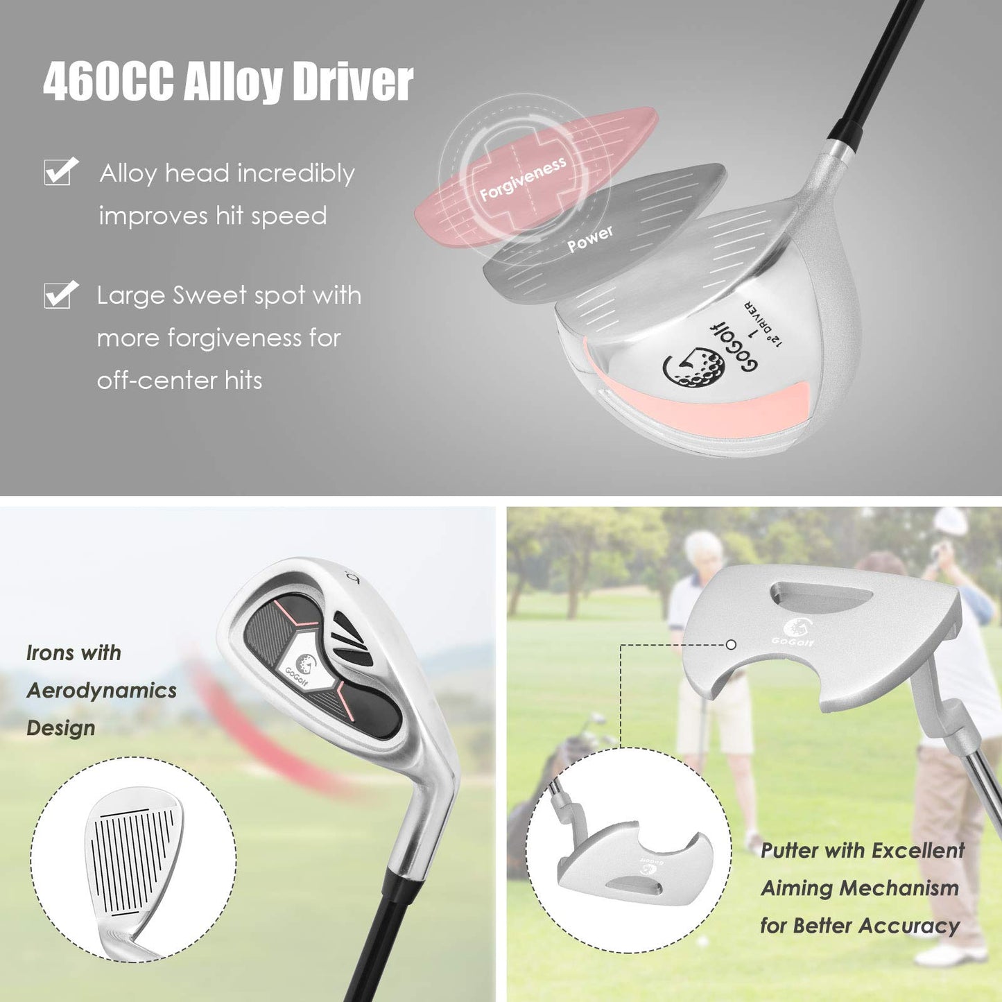 Tangkula Complete Golf Clubs Set 10 Pieces Right Hand, Free Putter, Golf Club Set