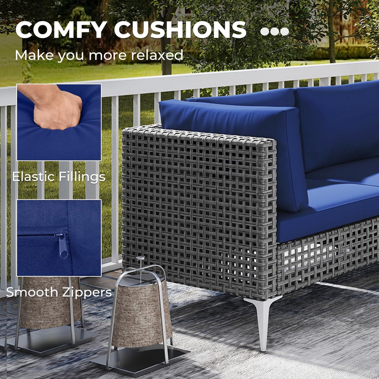 Tangkula 7 Piece Outdoor Furniture Set Patiojoy Patio Wicker Sectional Cushioned Sofa Set