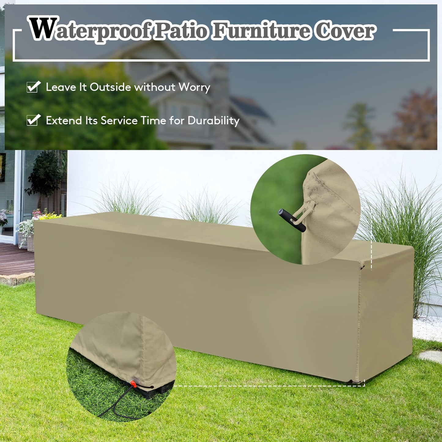 8-Piece Patio Furniture Set with Cover, 2 Ottomans, 2 Armless Sofas & Corner Sofas