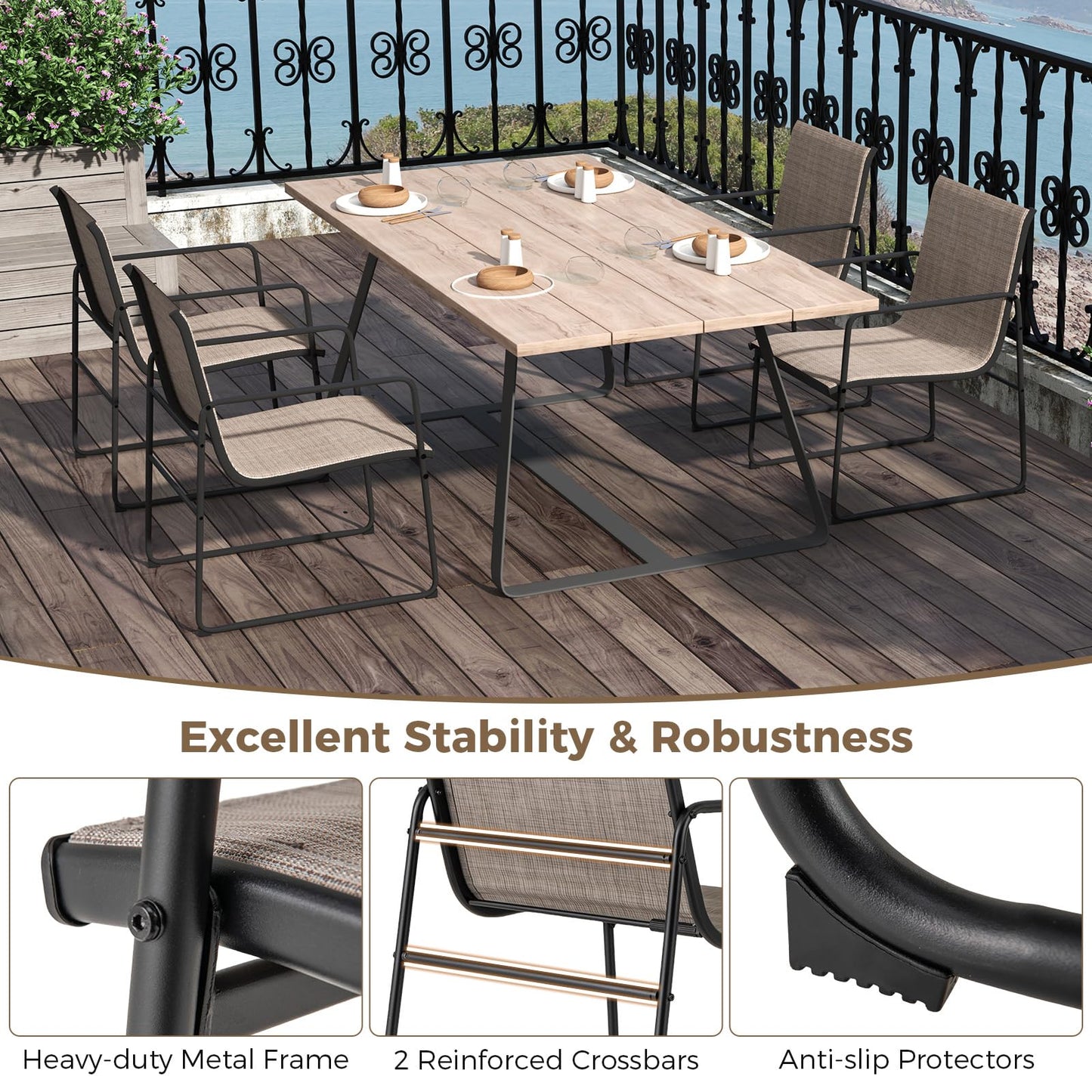 Tangkula Outdoor Dining Chairs Set Patio Furniture Chairs