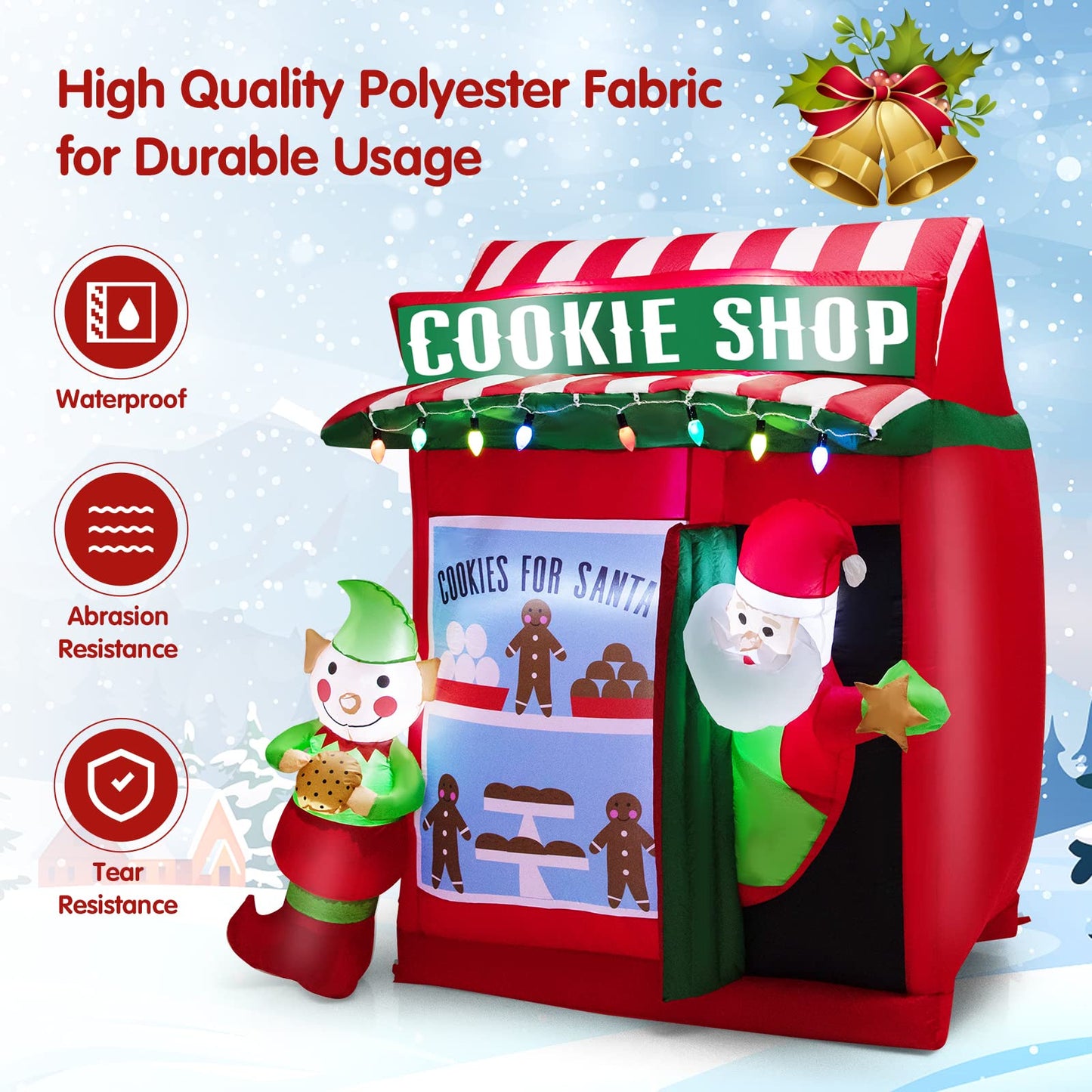 Tangkula 6.5 FT Christmas Inflatable Santa Claus for Yard