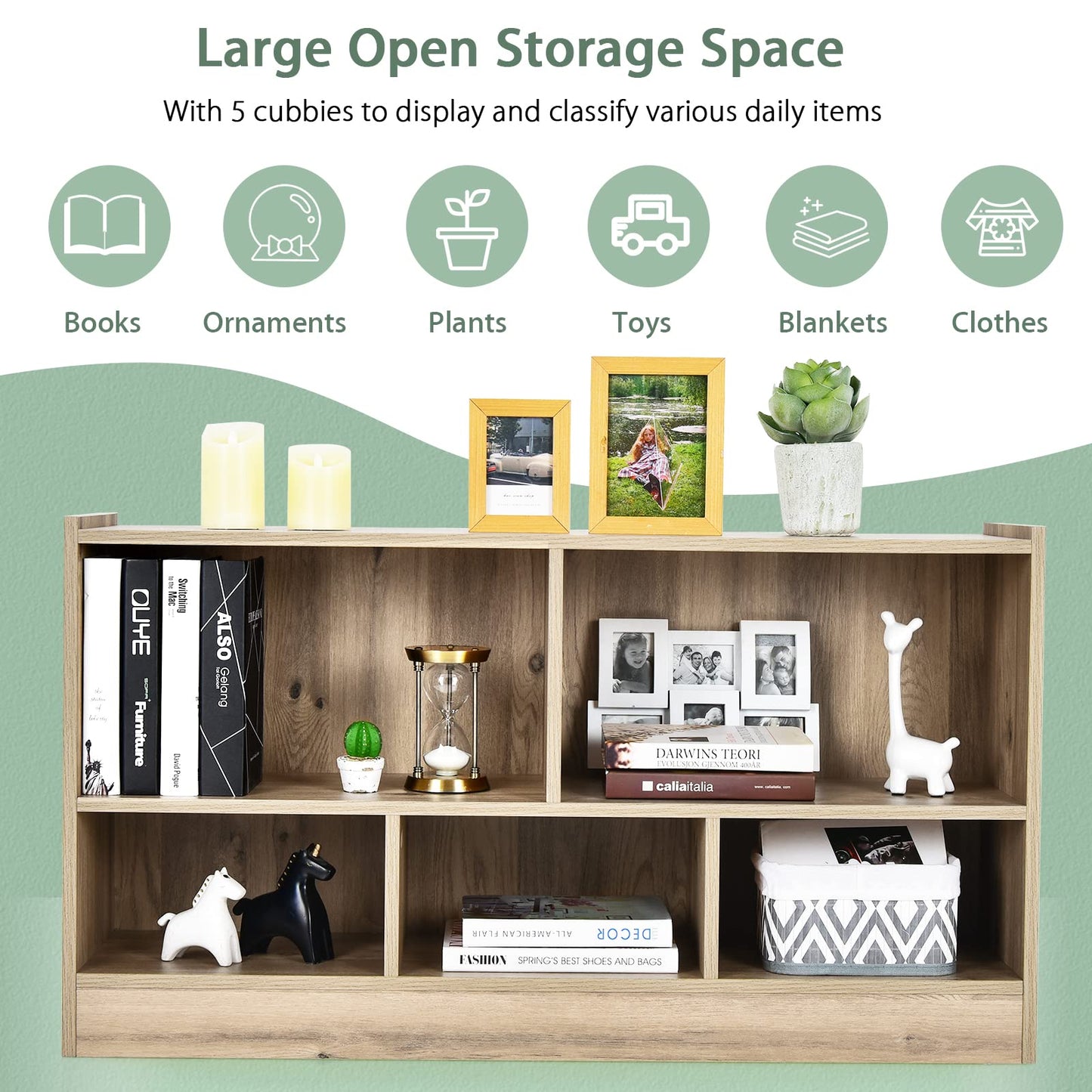 Tangkula Wood Storage Cube Bookcase, Multipurpose Display Storage Cabinet