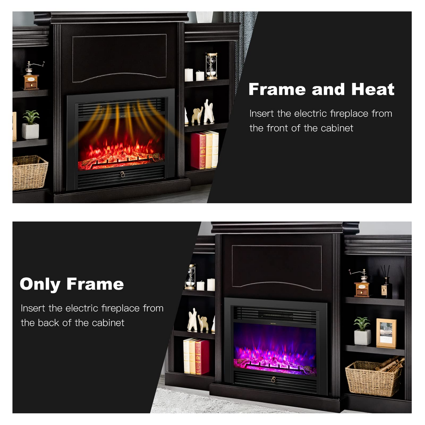 70 Inches Mantel Fireplace, 28.5-Inch Electric Fireplace - Tangkula