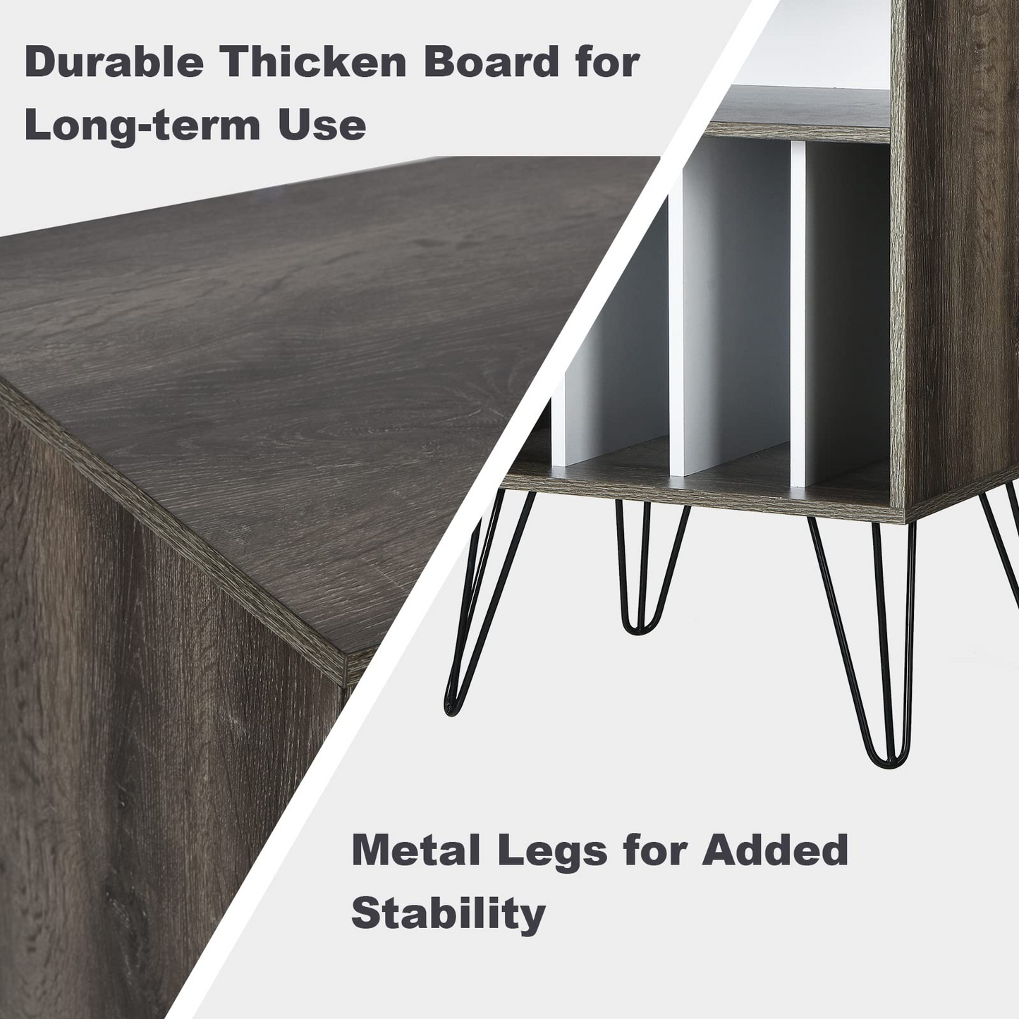 Tangkula Record Player Stand, Turntable Stand with Metal Legs, Vinyl Record Storage Cabinet w/ 5 Open Shelves Holds