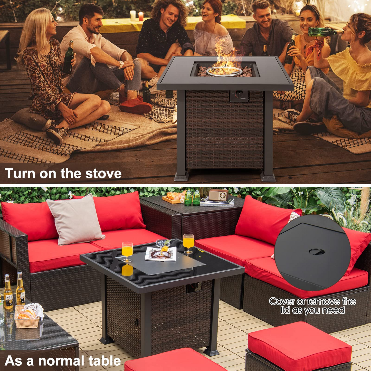 Tangkula 50,000 BTU Propane Fire Pit Table