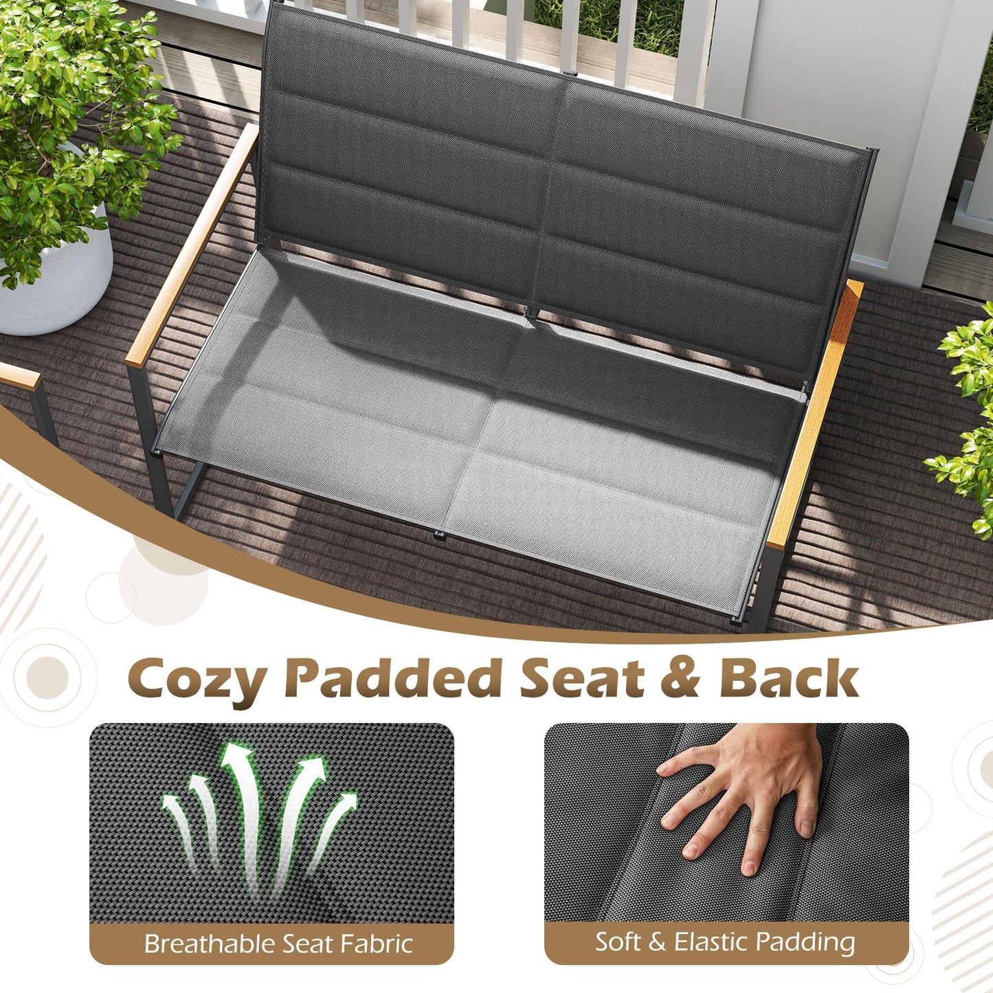 Tangkula 4 Piece Patio Furniture Set Outdoor Metal Conversation Set