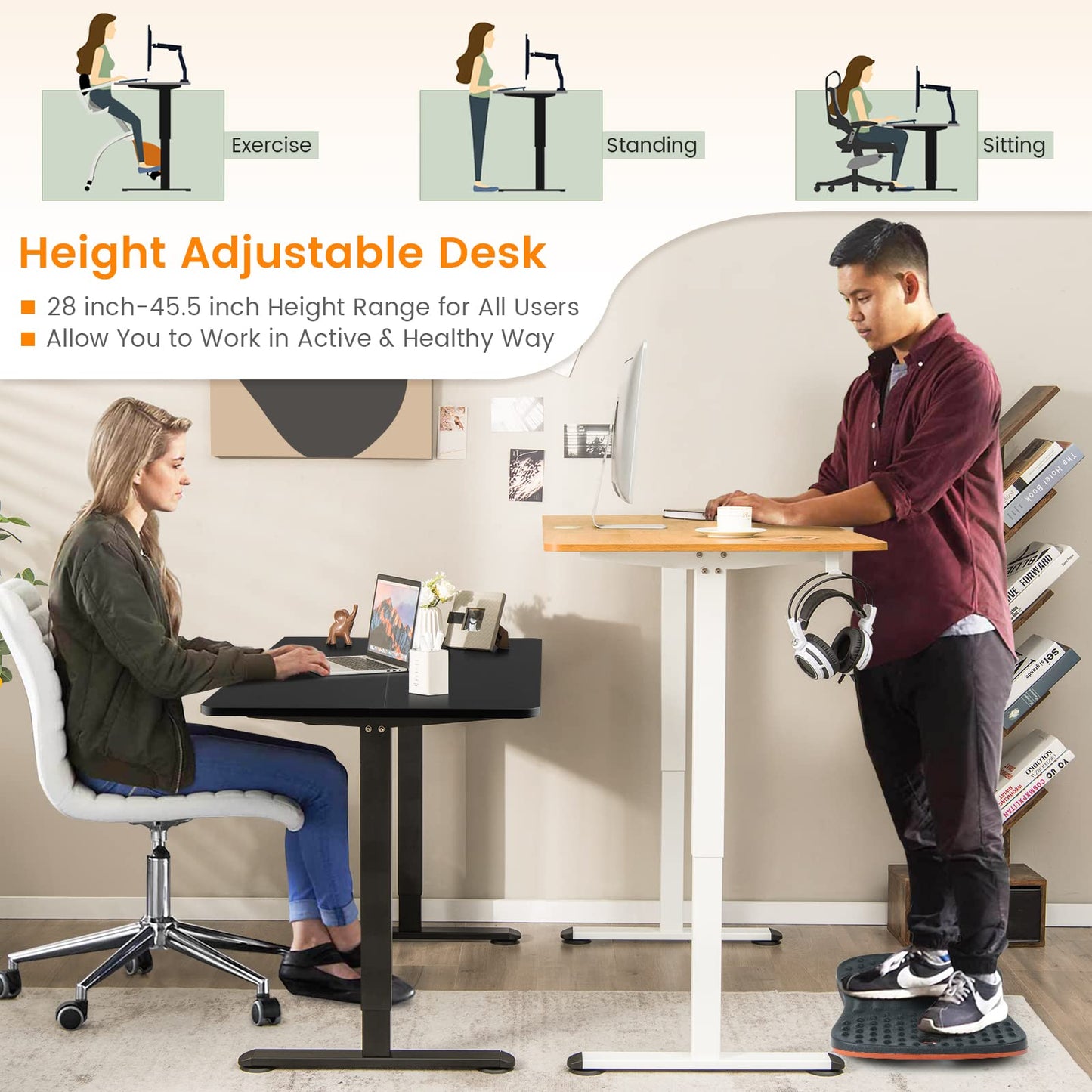 Tangkula Electric Standing Desk, Ergonomic Height Adjustable Sit Stand Desk
