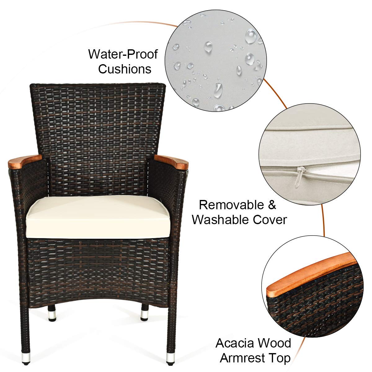 Tangkula 7 PCS Outdoor Patio Dining Set with Soft Cushion