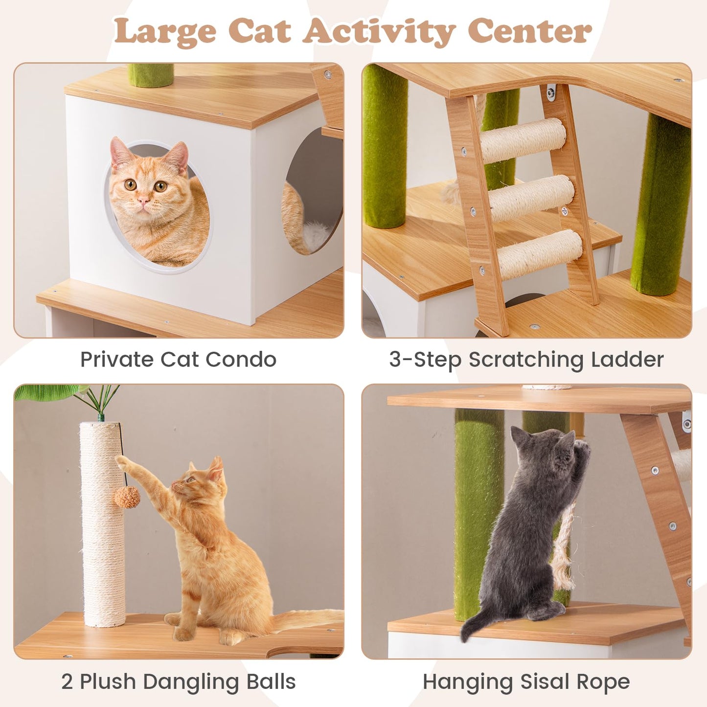 Tangkula Cat Tree with Litter Box Enclosure, 2-in-1 Cat Tower with Condo