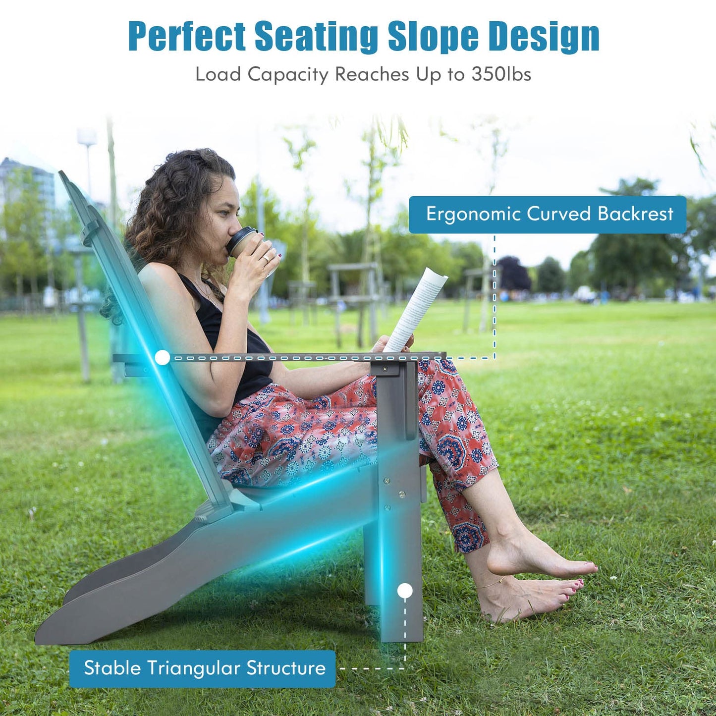 Adirondack Chair, for Patio Deck Lawn Backyard, Garden Adirondack Furniture