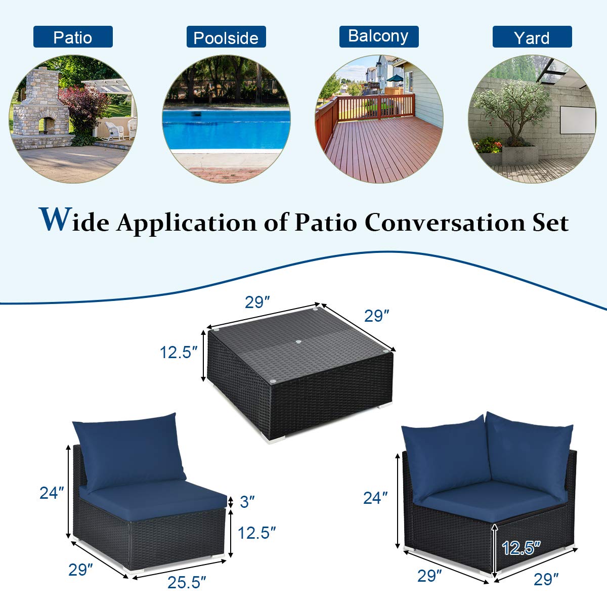Tangkula 7 Piece Patio Furniture Set with Pillows and Cushions