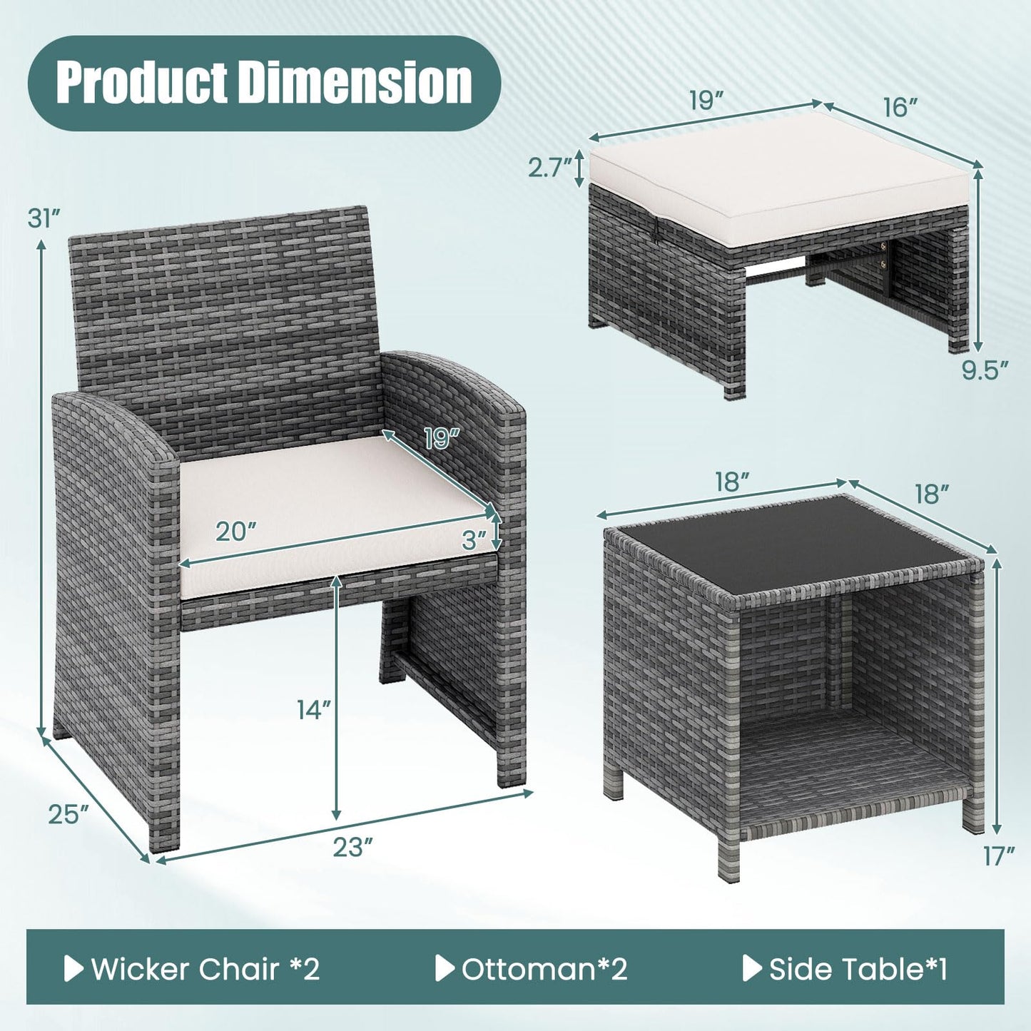 Tangkula 5 Pieces Patio Conversation Furniture Set