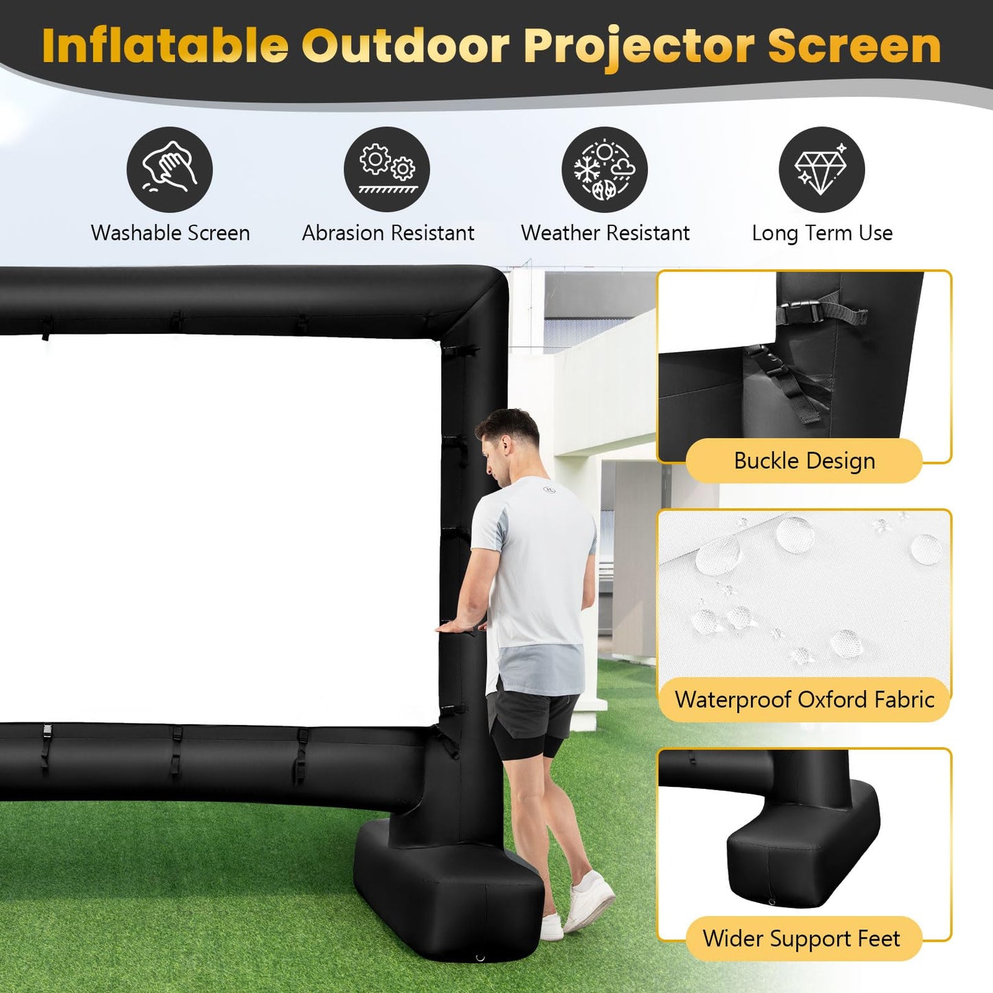Tangkula Inflatable Projector Screen, Blow Up Mega Movie Screen with Air Blower