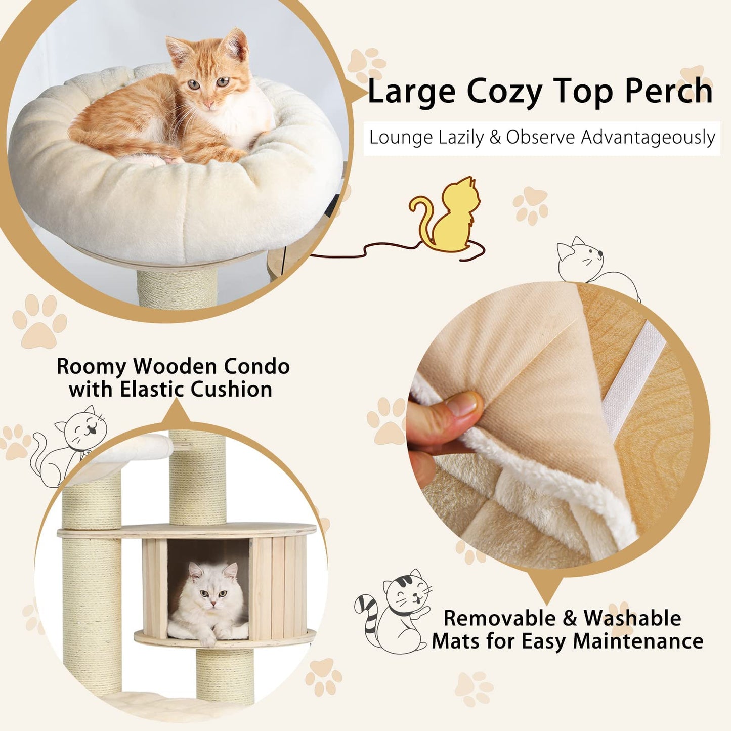 Tangkula Large Cat Tree with Sisal Scratching Posts