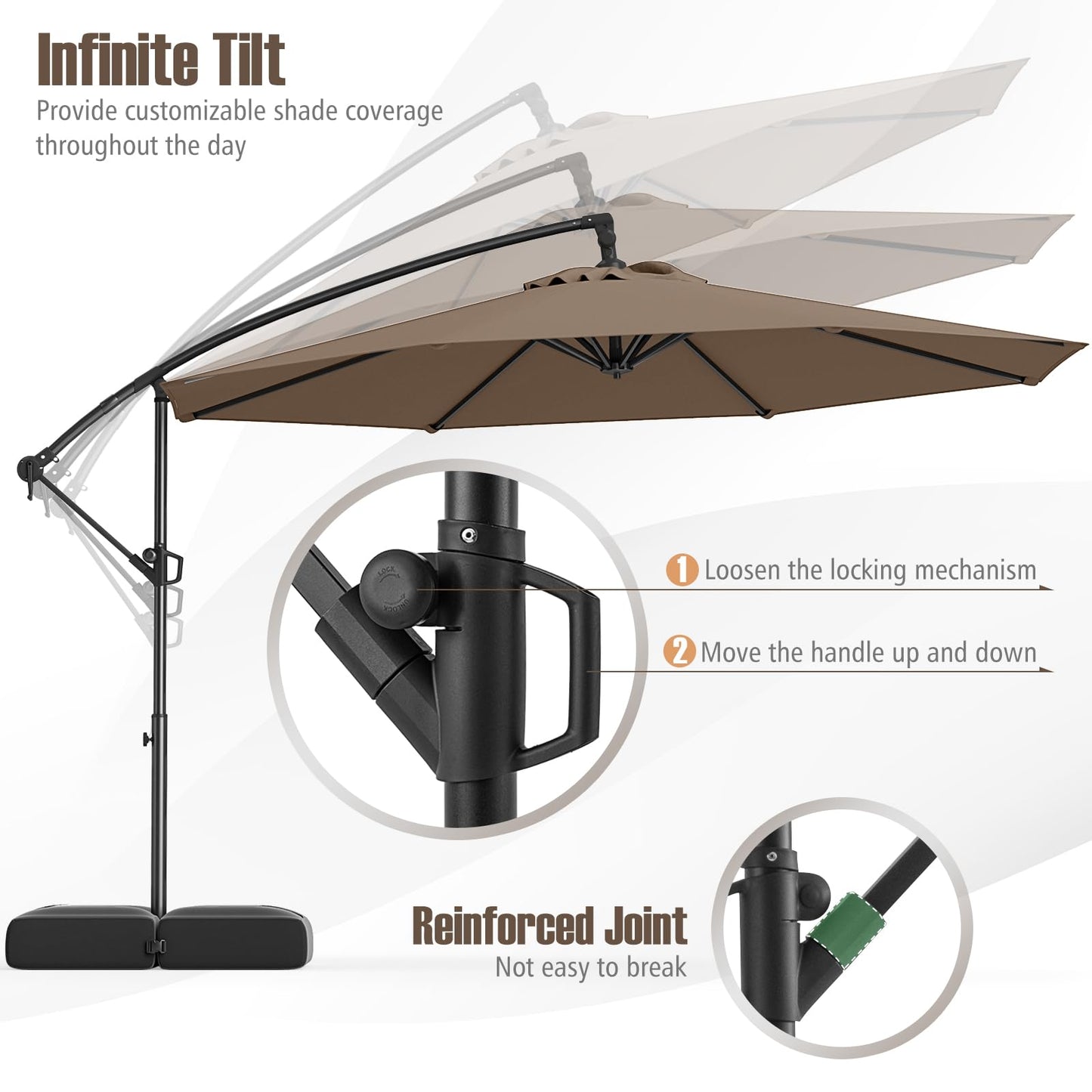 Tangkula 10 Feet Offset Hanging Umbrella with Base Patio Cantilever Umbrella