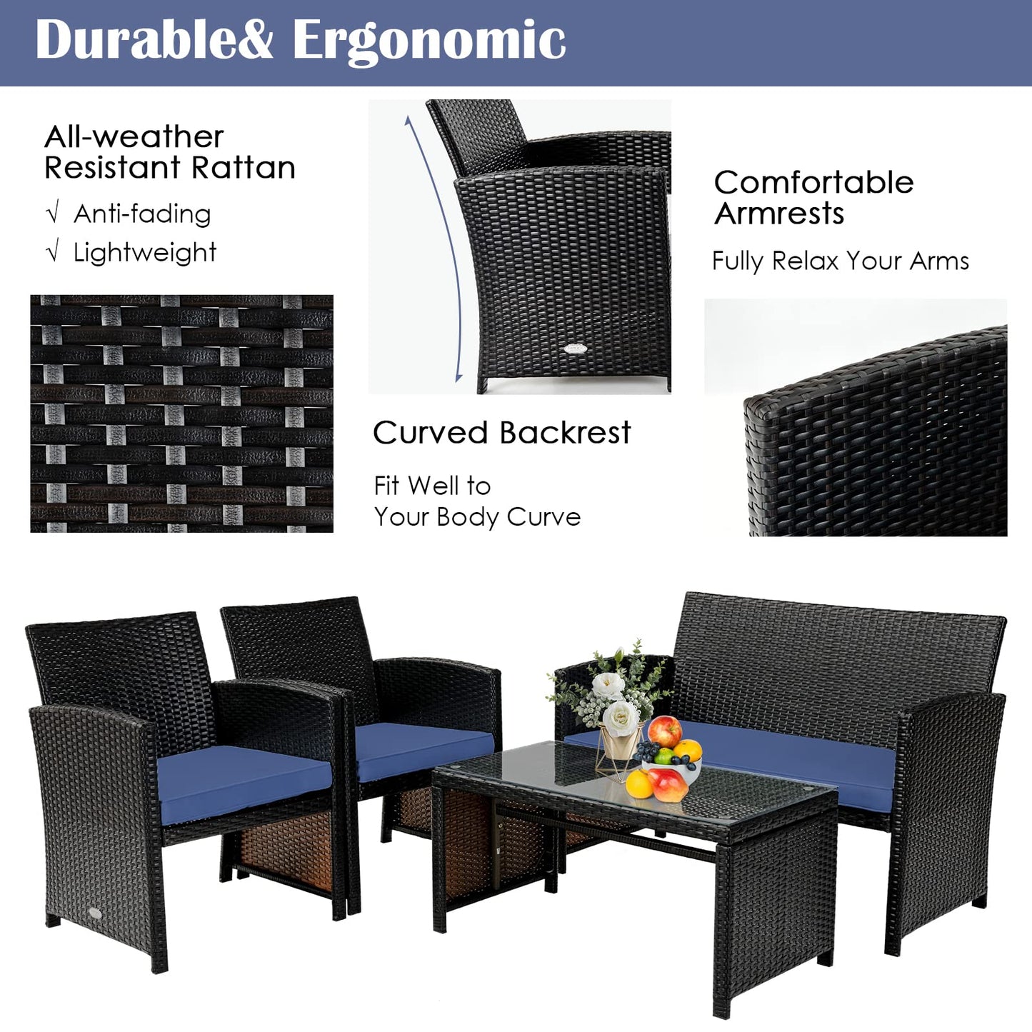 Tangkula 6 Pieces Patio Furniture Set