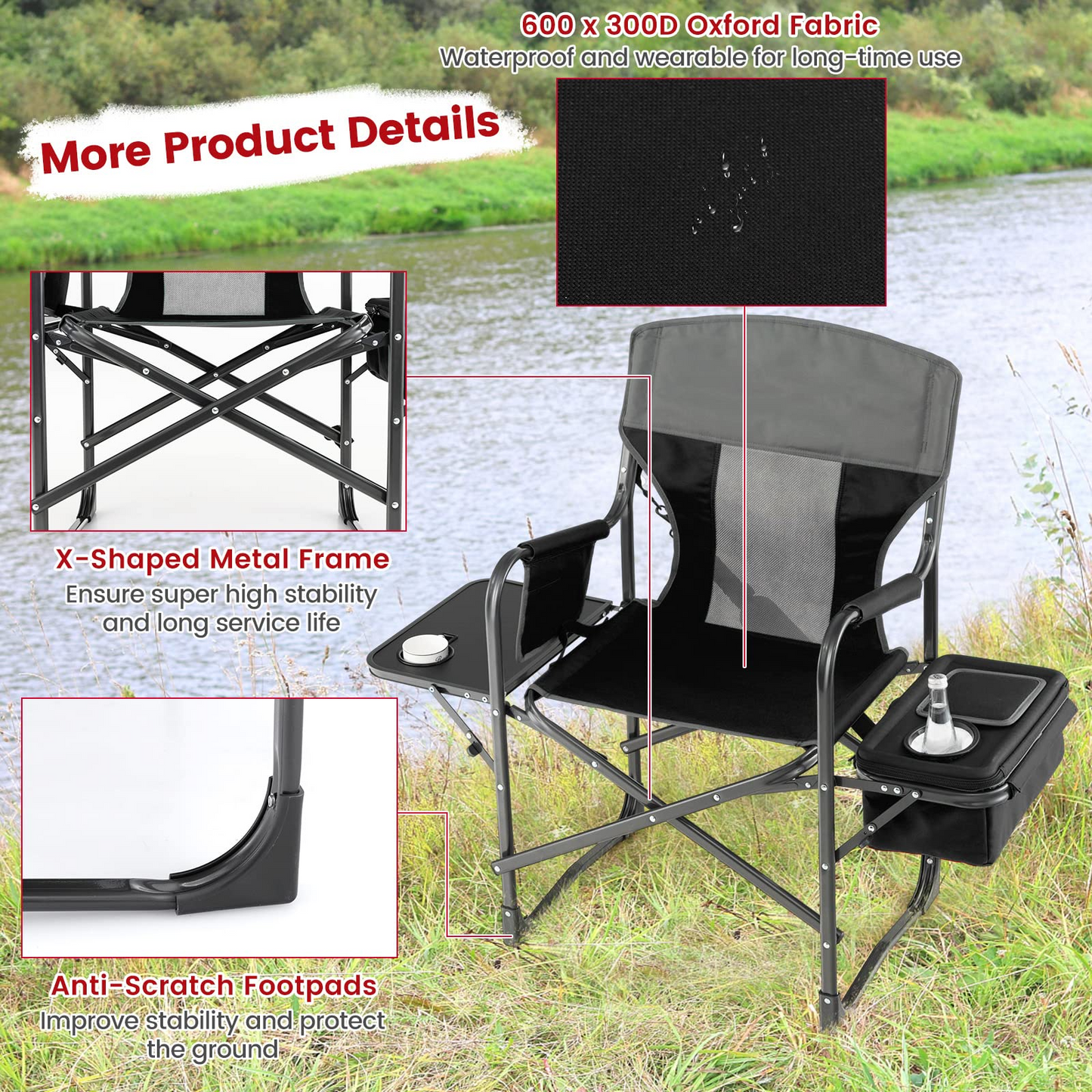 Tangkula Folding Camping Chair, Director Chair