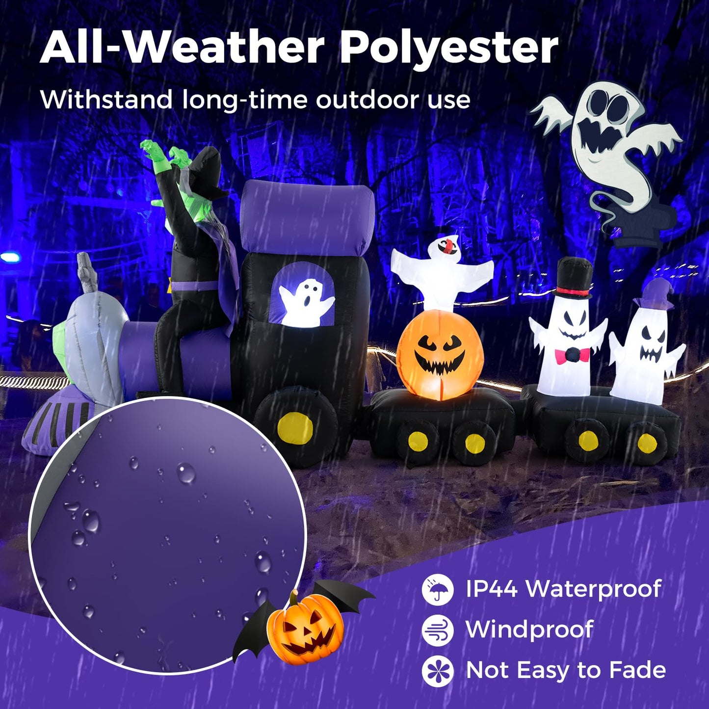 Tangkula 8.2 ft Long Halloween Inflatable Train