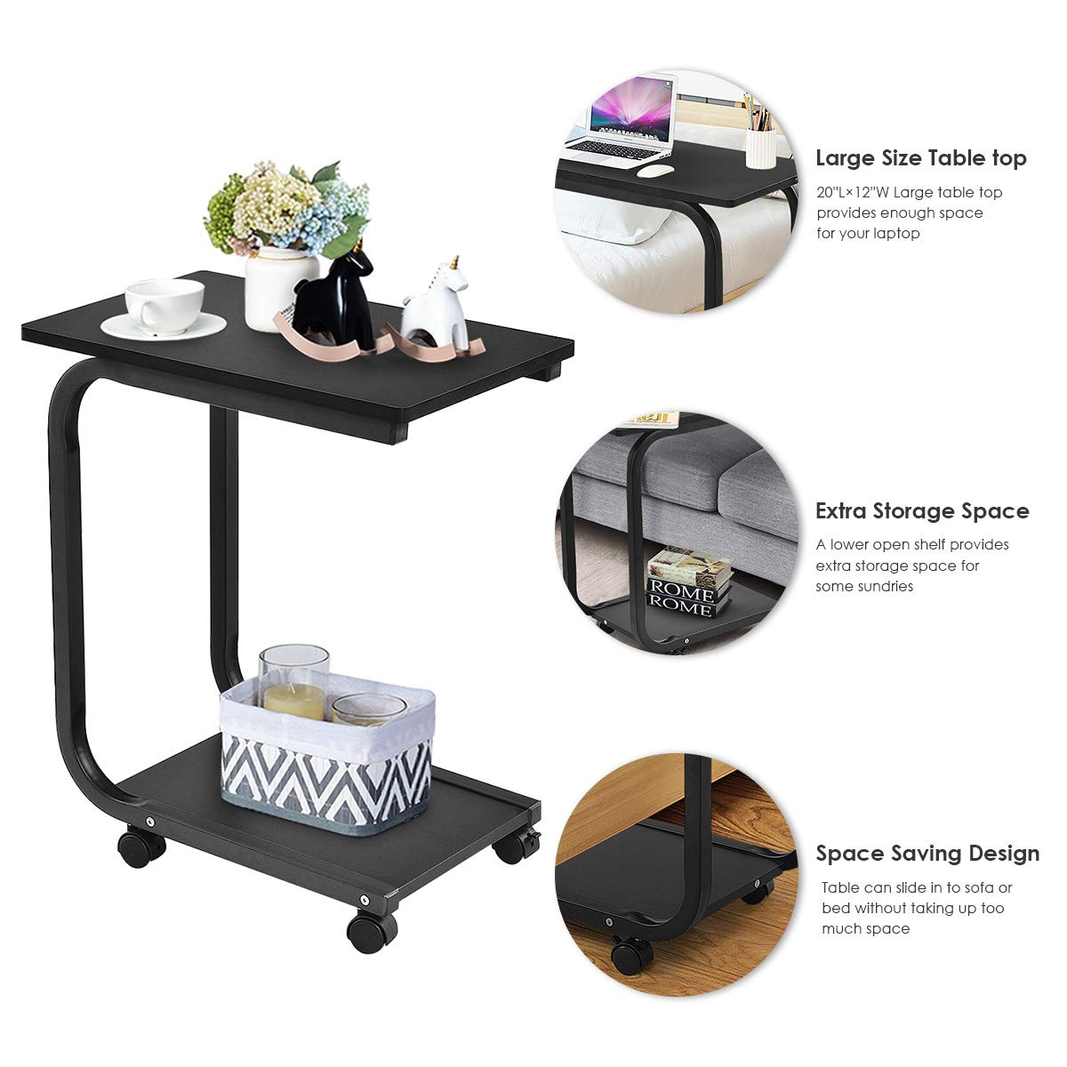 Tangkula C Table Sofa Side Table for Living Room