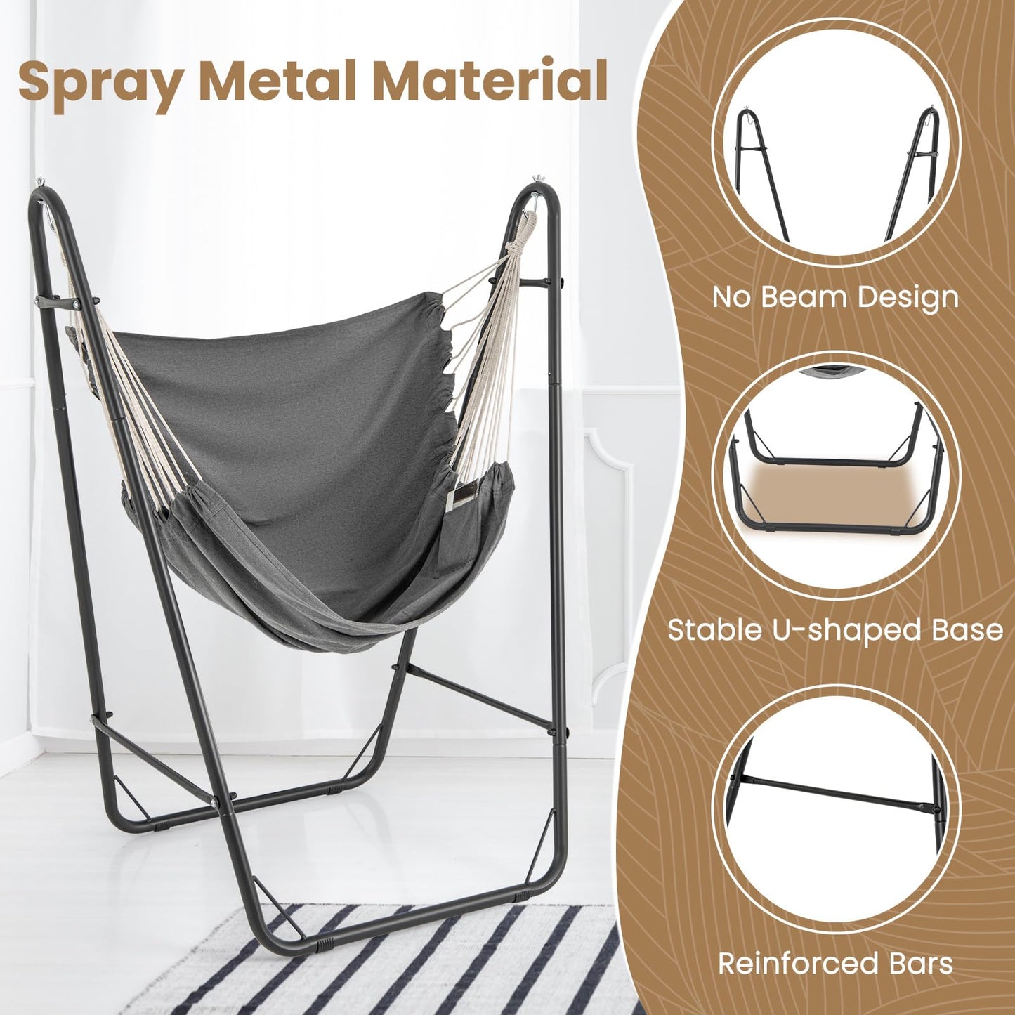 Tangkula Heavy-Duty Hammock Chair with Stand