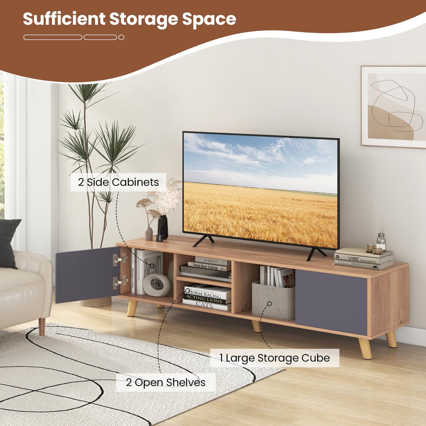Tangkula TV Stand for TVs up to 75 Inch for Living Room
