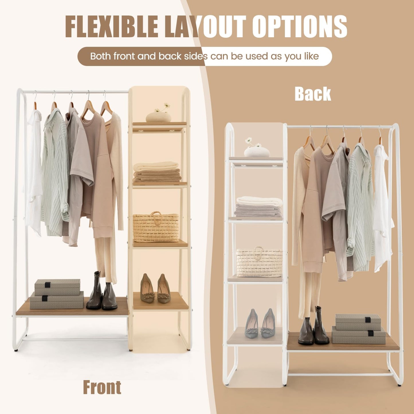 Tangkula Garment Rack with Shelves for Bedroom Entryway