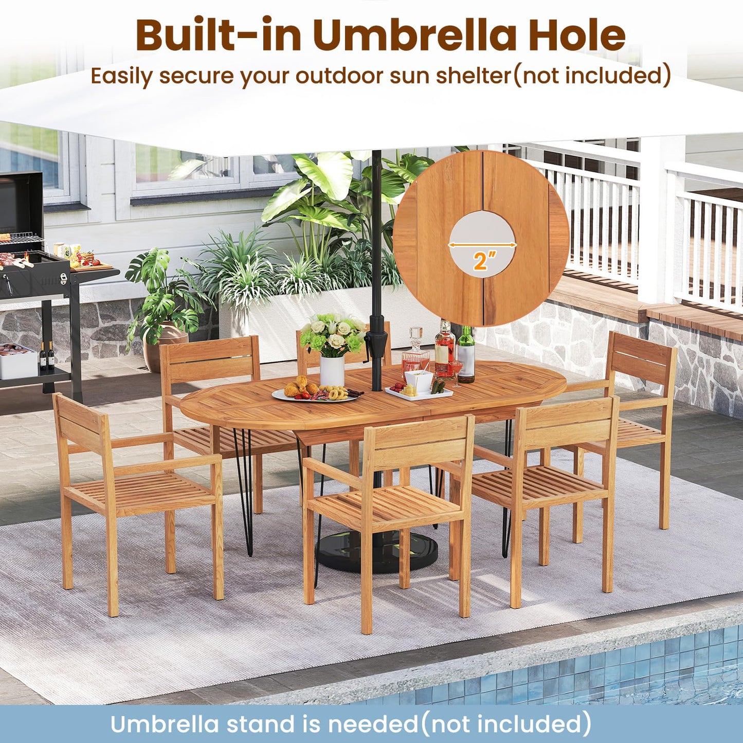 Tangkula 71" Patio Dining Table 6 Person Large Oval Table