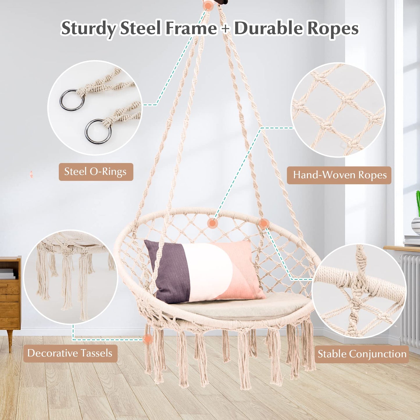 Tangkula Hammock Chair with Cushion