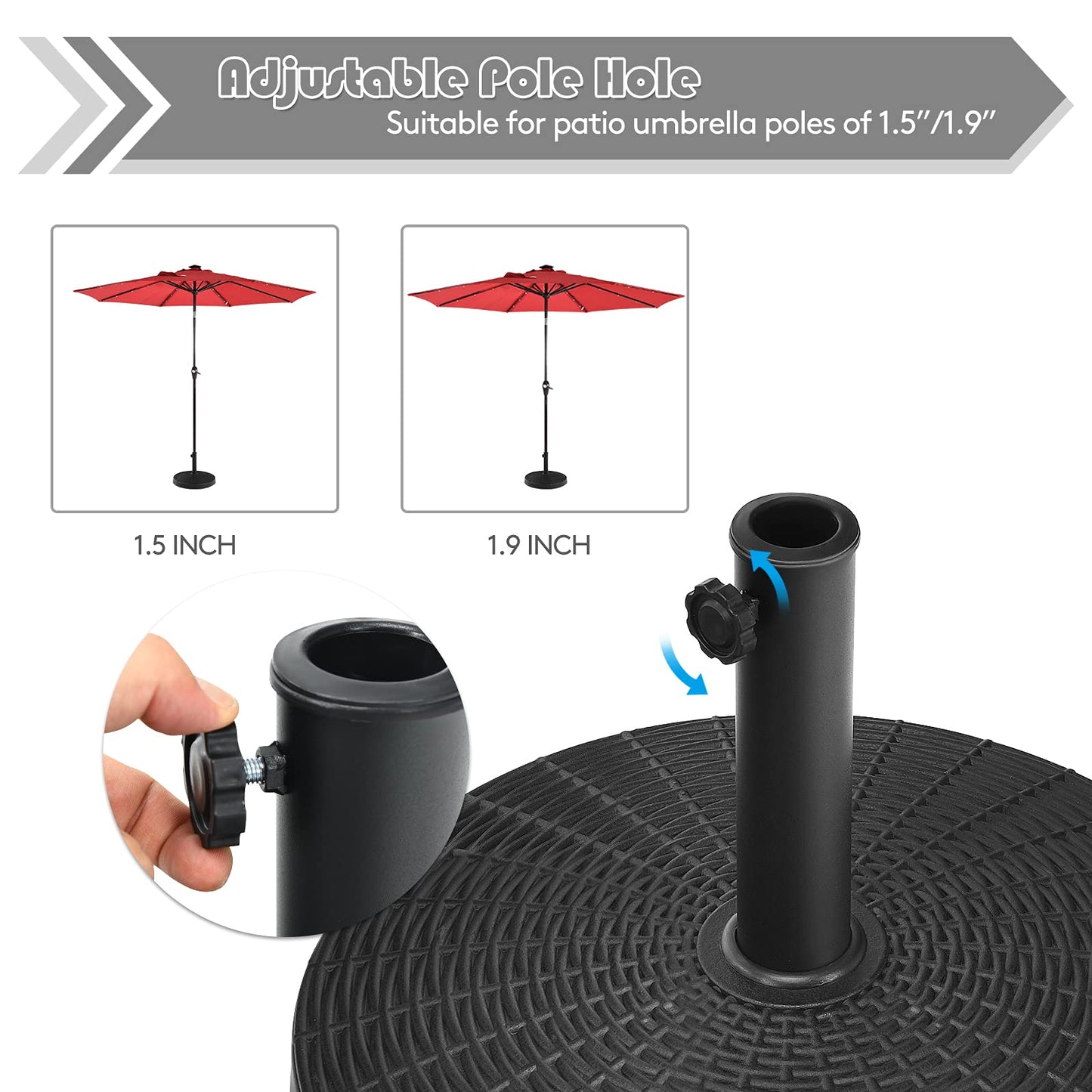 49 LBS Patio Umbrella Base, 20.5 Inch Outdoor Umbrella Stand W/Rattan Design