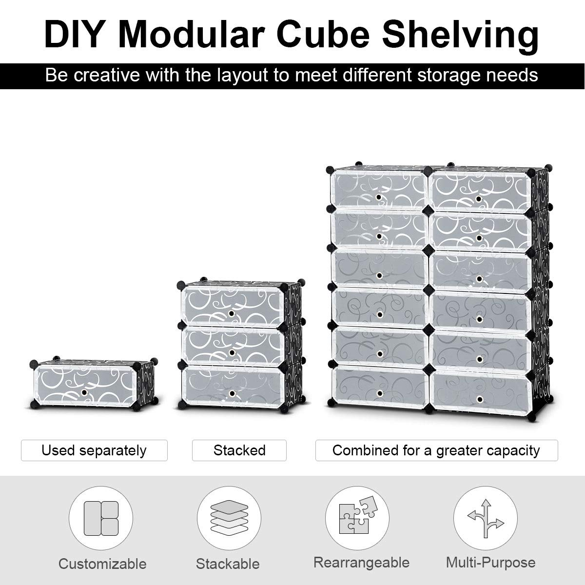 Tangkula 12-Cube Shoe Rack, DIY Cubes Storage Cabinet