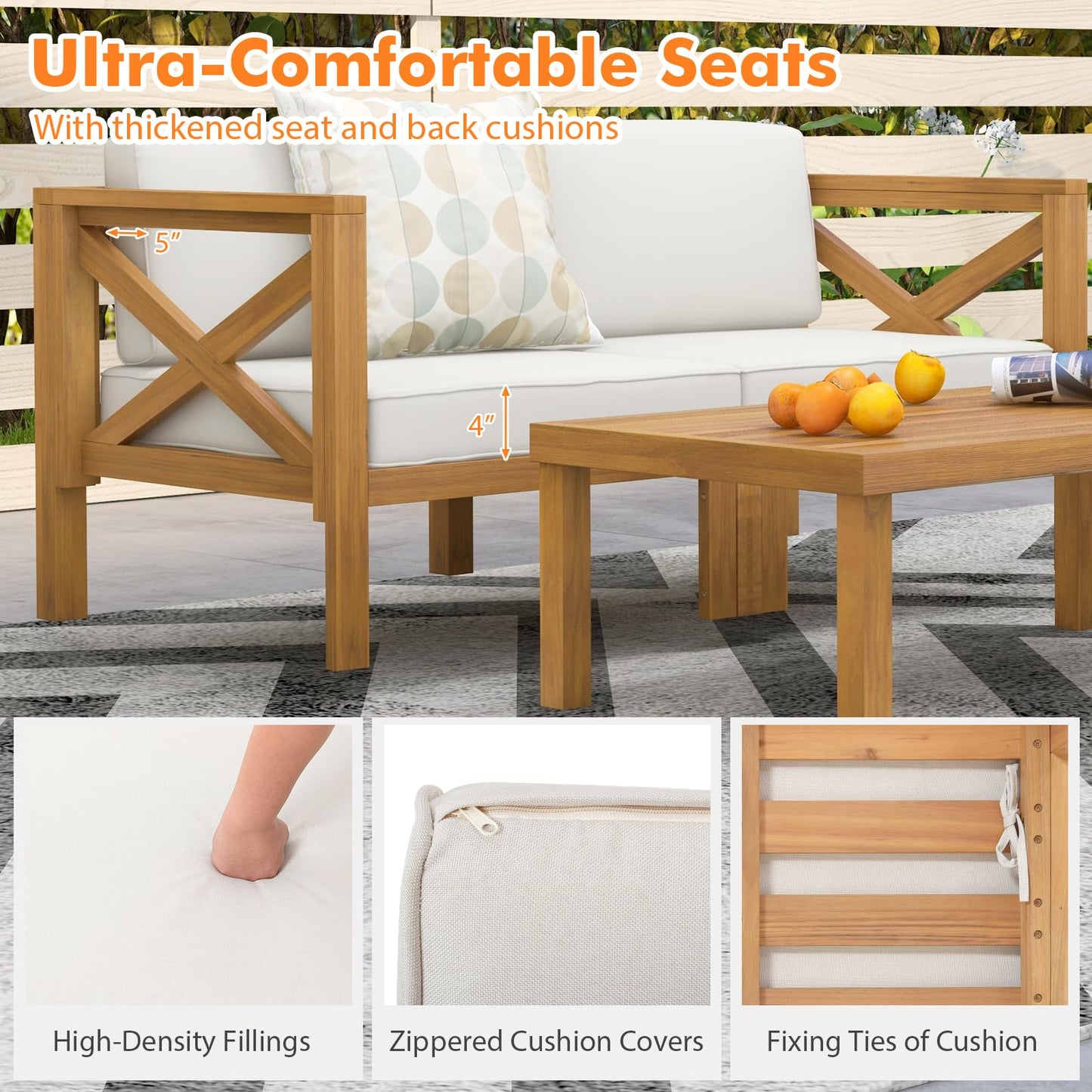 Tangkula 5 Piece Outdoor Conversation Furniture Set