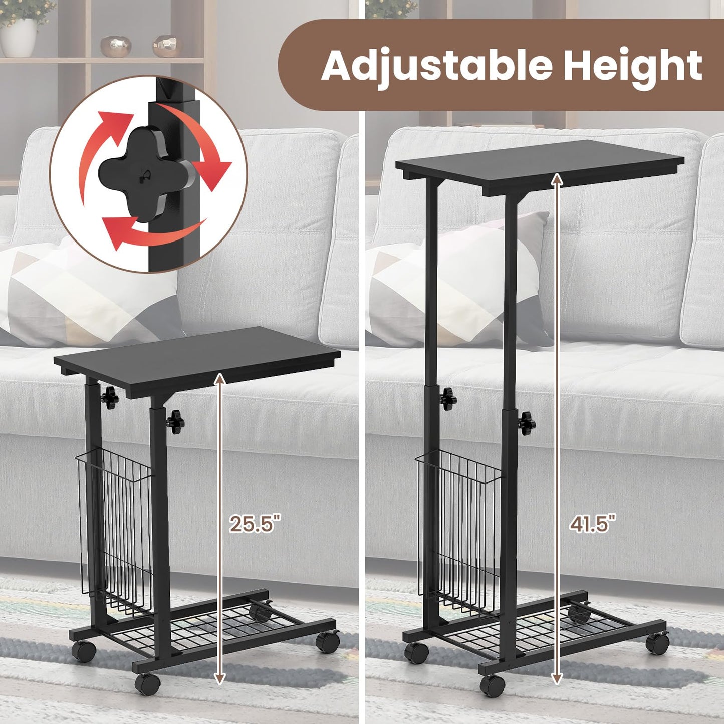 Tangkula Sofa Side End Table C Table Laptop Holder
