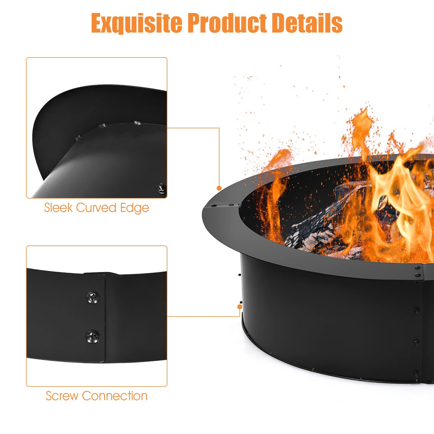 Tangkula Fire Pit Ring, 36-Inch Outer