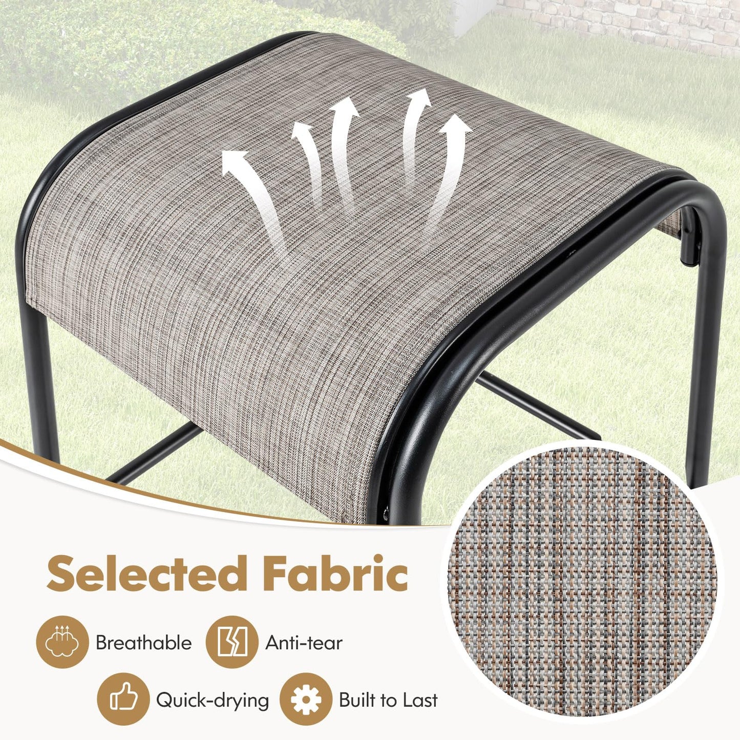 Tangkula 3 Piece Patio Dining Set for Lawn Yard Poolside Garden