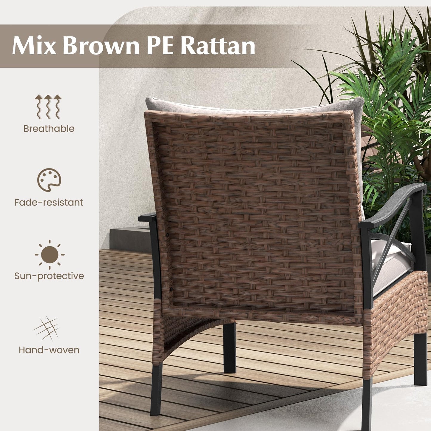 Tangkula 5 Pieces Wicker Patio Furniture Set