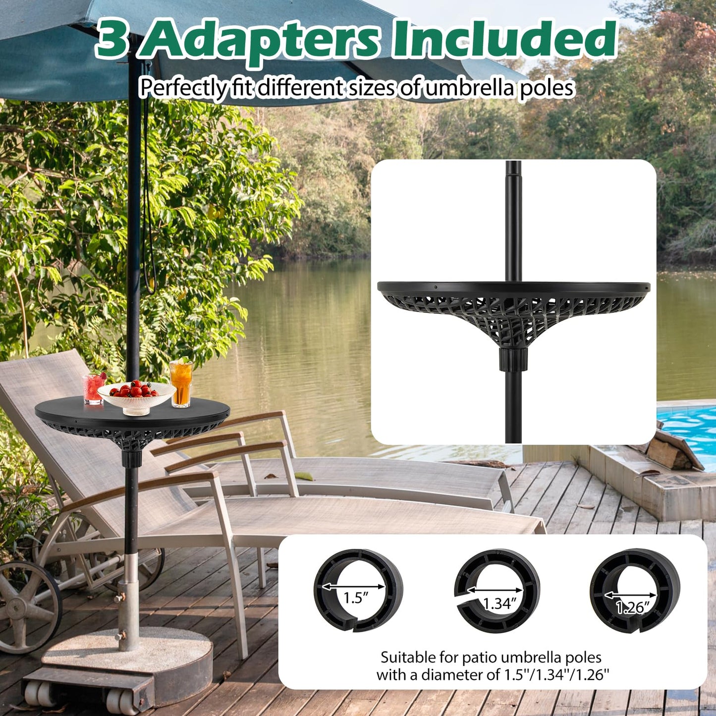 Tangkula Outdoor Umbrella Table Tray