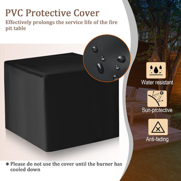 Tangkula 28 Inch Outdoor Square Fire Pit Table, Patiojoy 50,000 BTU Propane Gas Fire Table with Fire Glasses