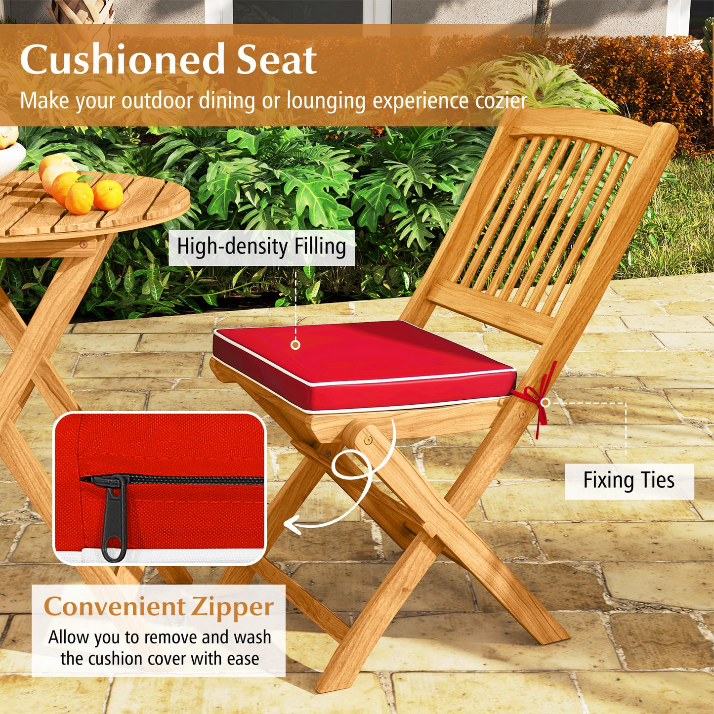 Tangkula Folding Outdoor Dining Chairs Acacia Wood Patio Chairs
