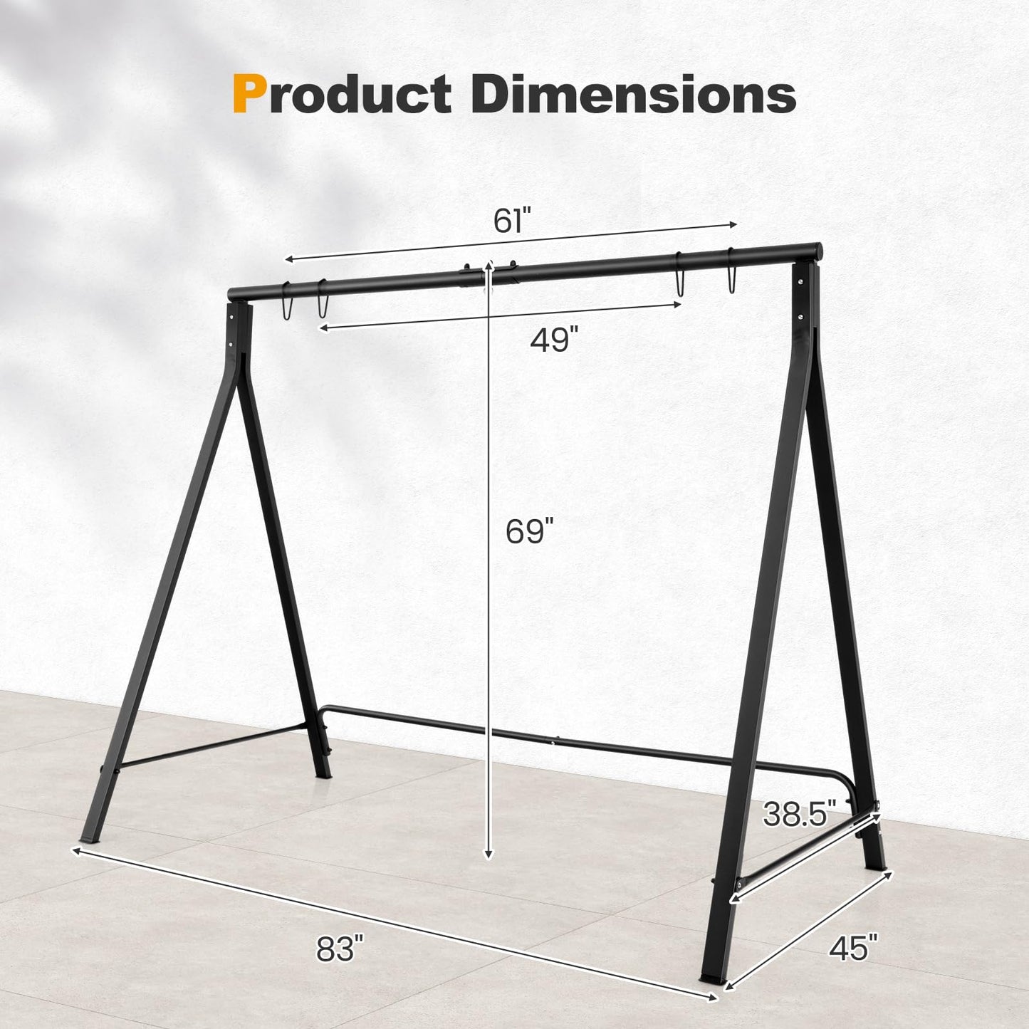 Tangkula Metal Swing Frame Porch Swing Stand