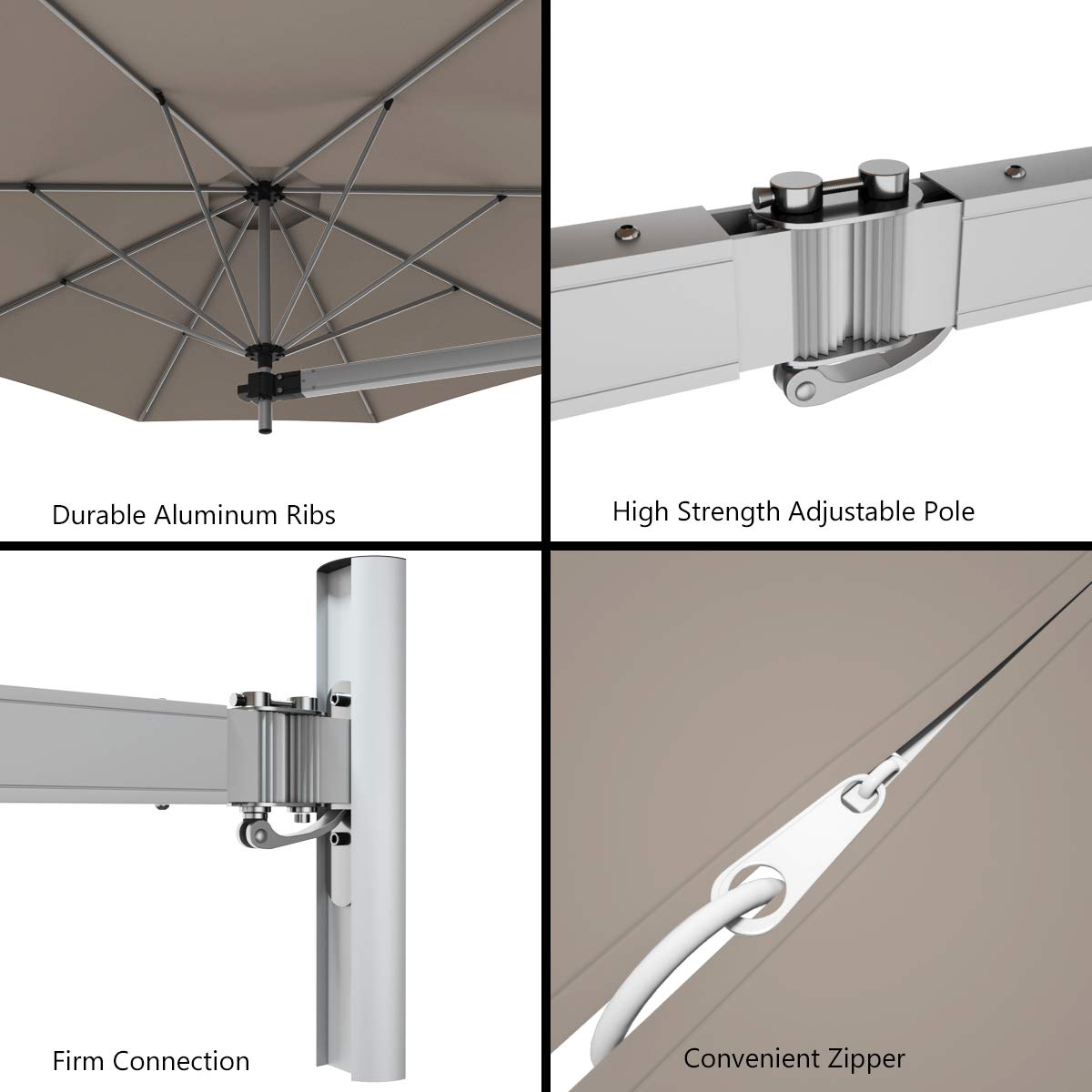 Tangkula 8 FT Wall Mounted Patio Umbrella with Adjustable Pole