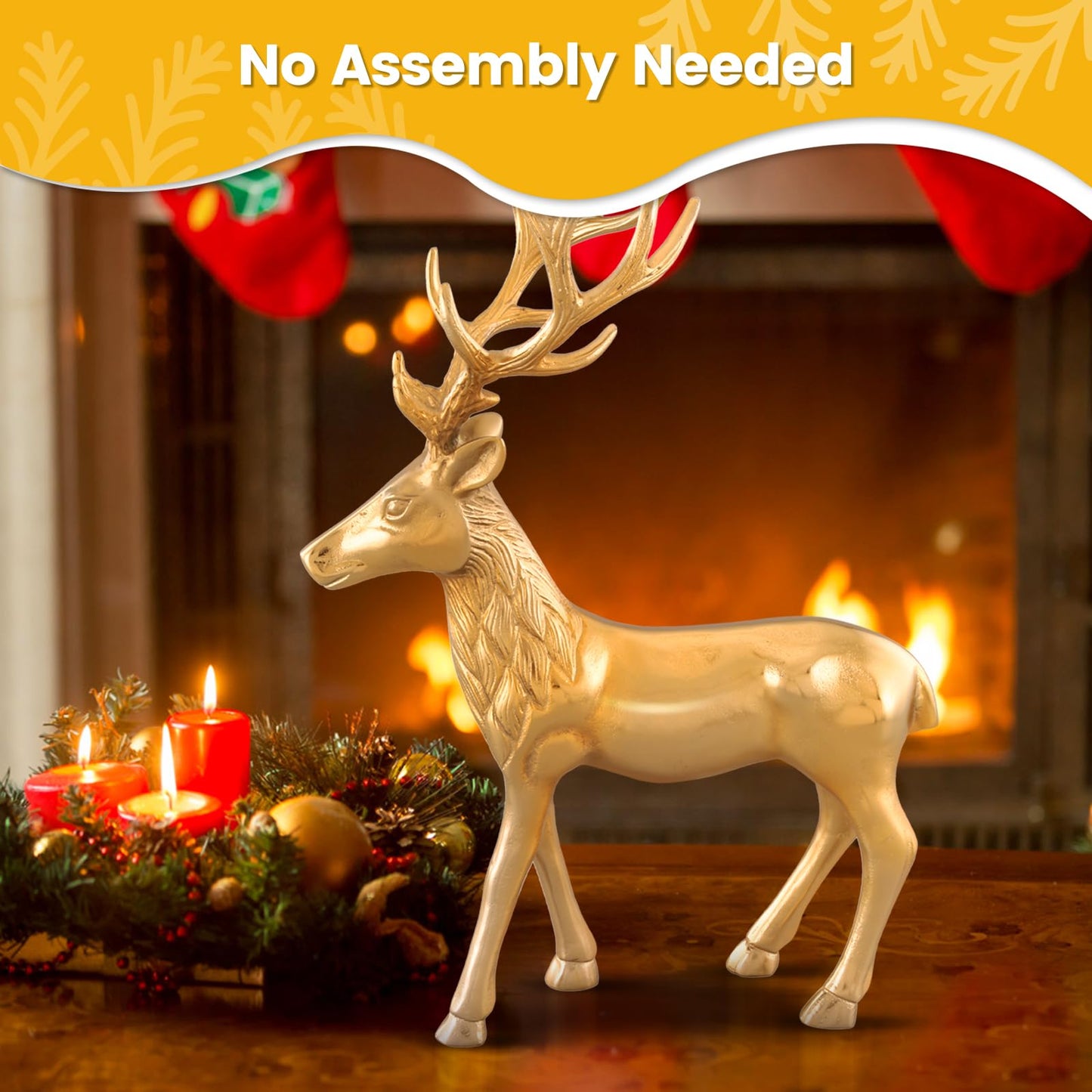 Tangkula Standing Reindeer Statue, Aluminum Deer Sculpture for Indoors, Christmas Reindeer Decor Statue for Home Office Shop School