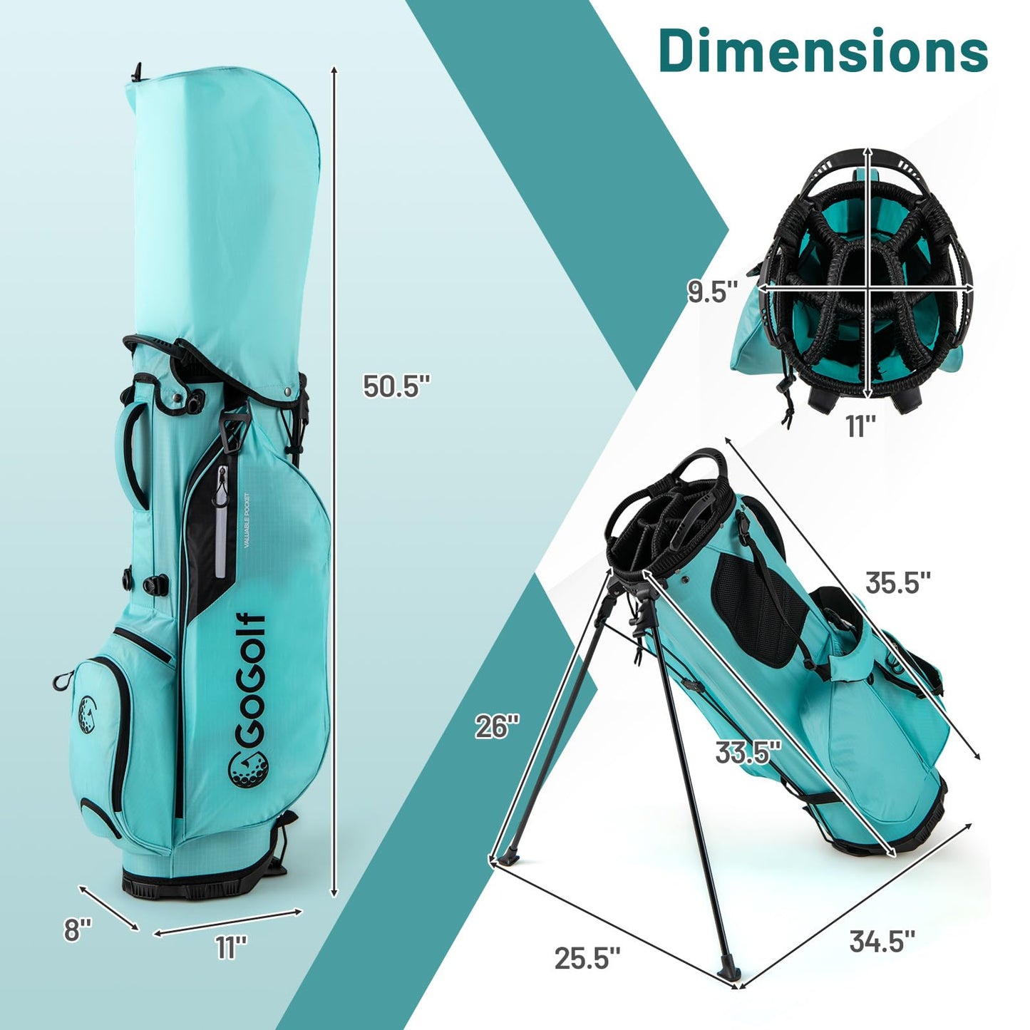 Tangkula Golf Stand Bag w/8 Way Top Dividers