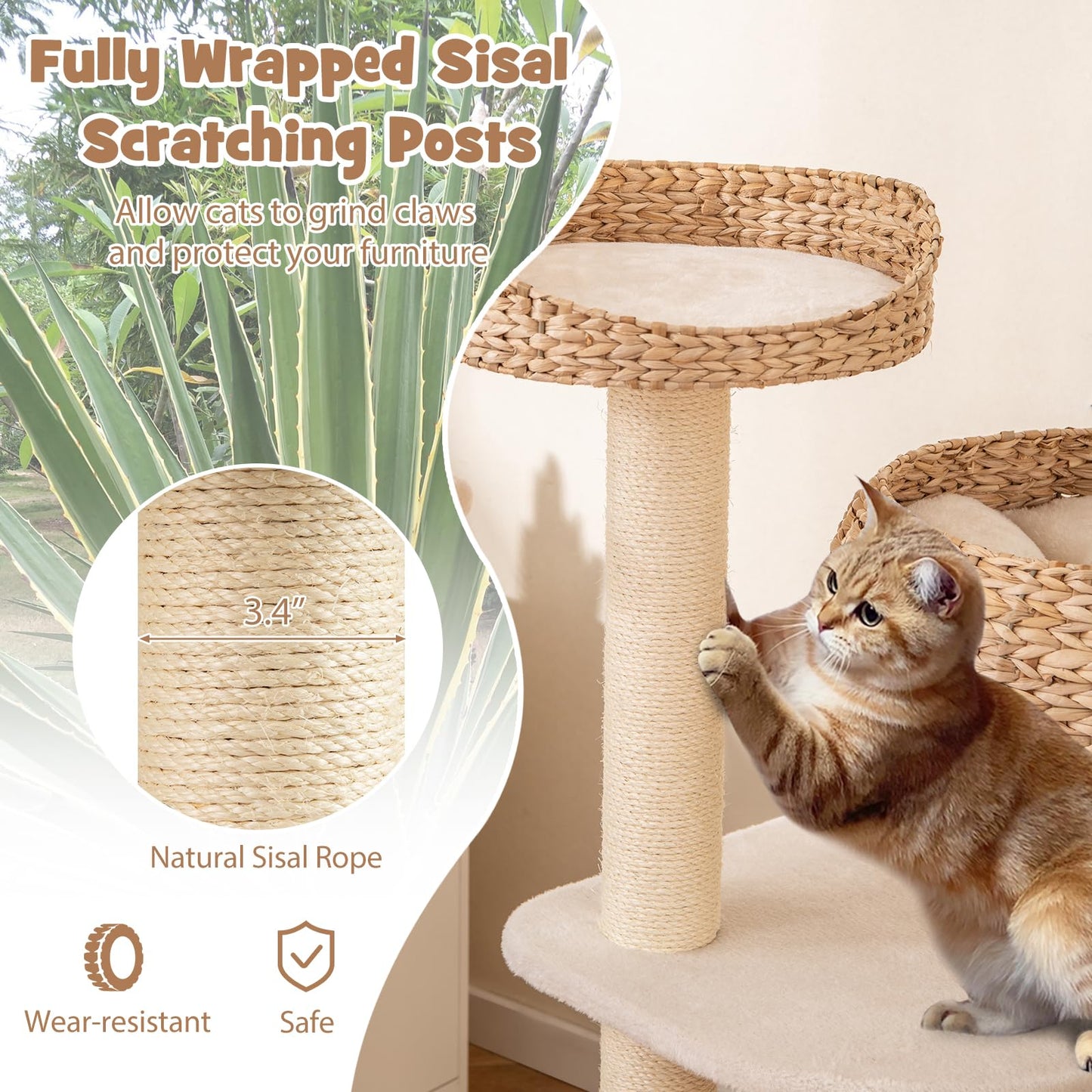 Tangkula Cute Cat Tree Tower for Indoor Cats