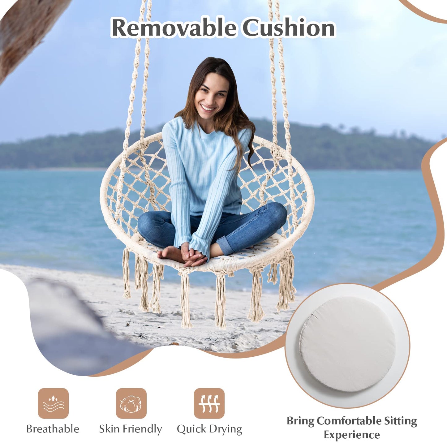 Tangkula Hammock Chair with Cushion