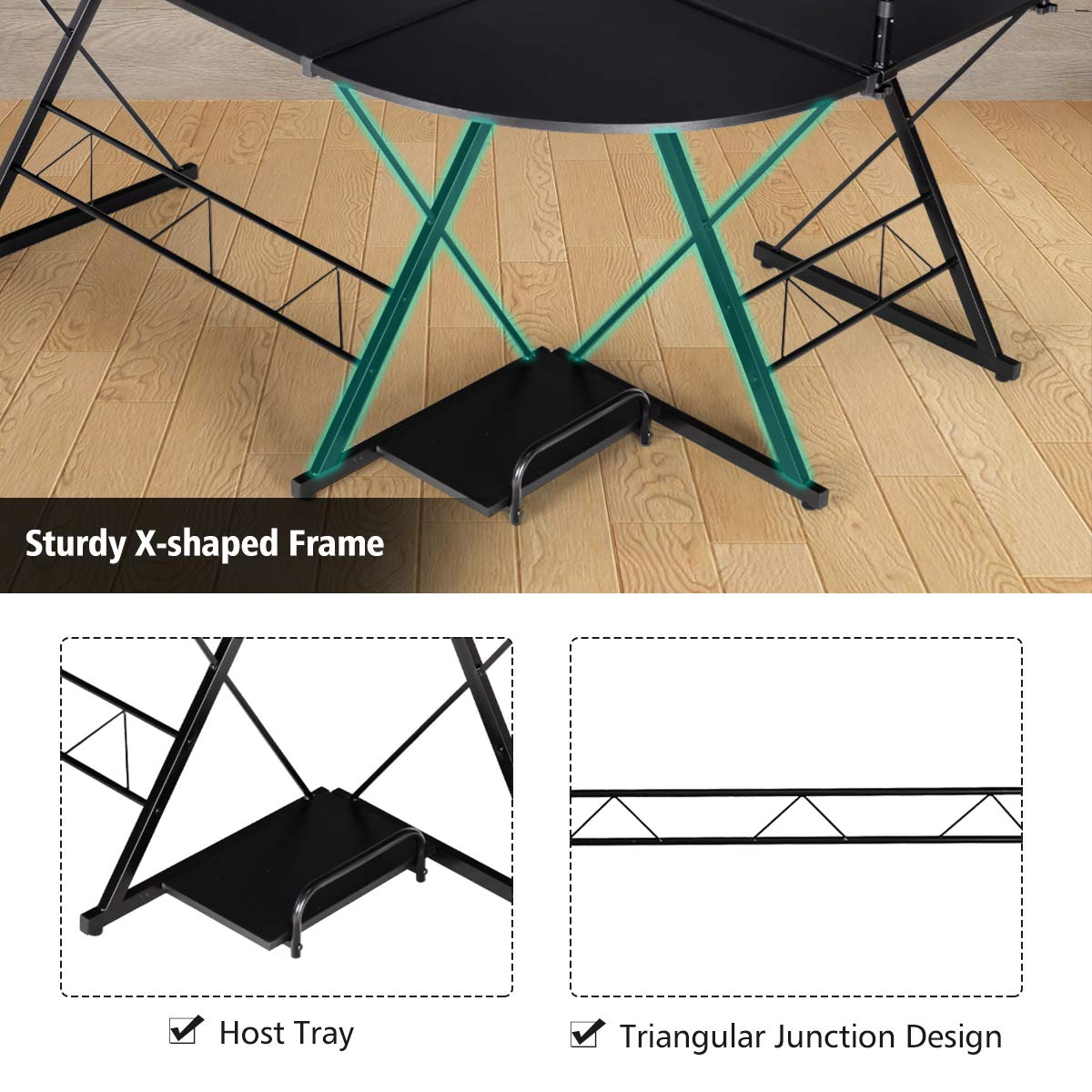 Tangkula L-Shaped Computer Desk, 58 Inches Corner Computer Desk with Movable Shelf & CPU Stand